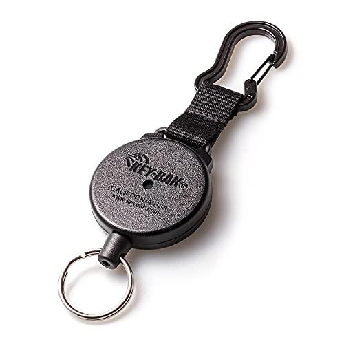 KEY-BAK KEY-BAK SECURIT HD Retractable Keychain, 24" Stainless Steel Chain, 8 oz. Retraction, Durable Polycarbonate Case, Zinc Alloy Carabiner, Split Ring, Black