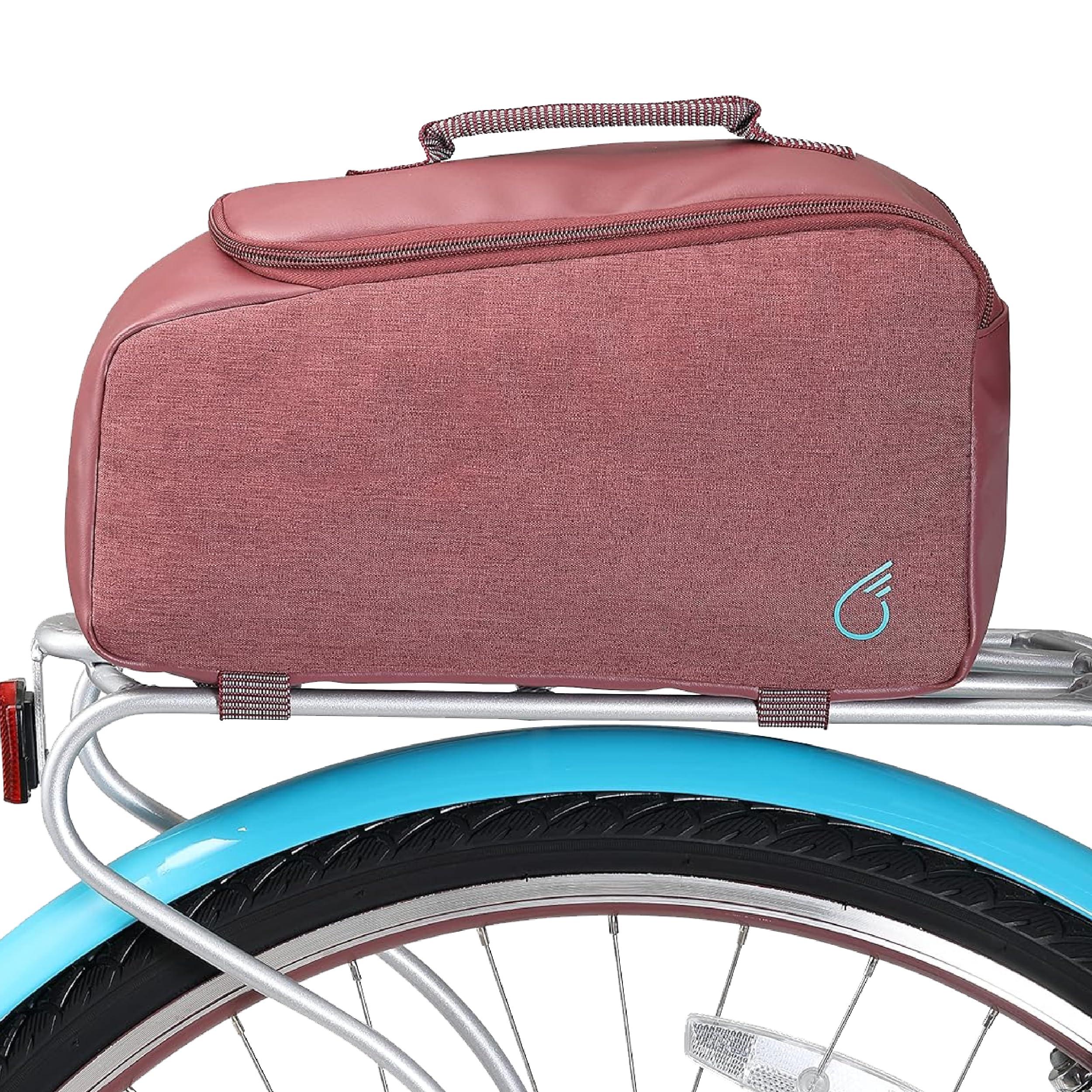 sixthreezero sixthreezero Bike Bag for Rear Rack, Waterproof Universal Bicycle Pannier for Storage, Cargo Trunk with Carry Handle, Burgundy w/Teal