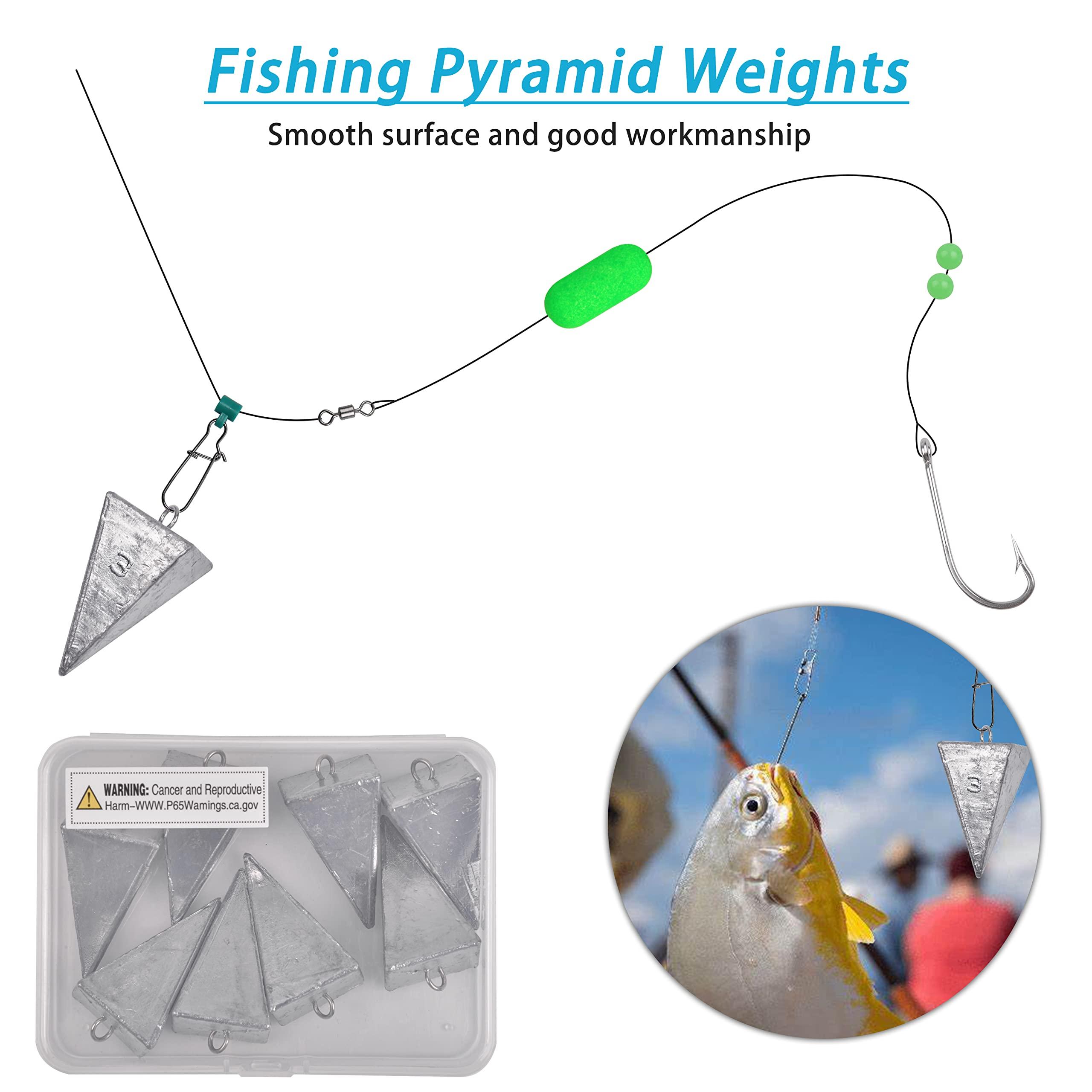 AGOOL Pyramid Sinkers Fishing Weights Surf Fishing Weights Sinkers Ocean Saltwater Pyramid Weight Fishing Sinkers Fishing Gear Tackle 1oz 2oz 3oz 4oz 5oz 6oz 8oz