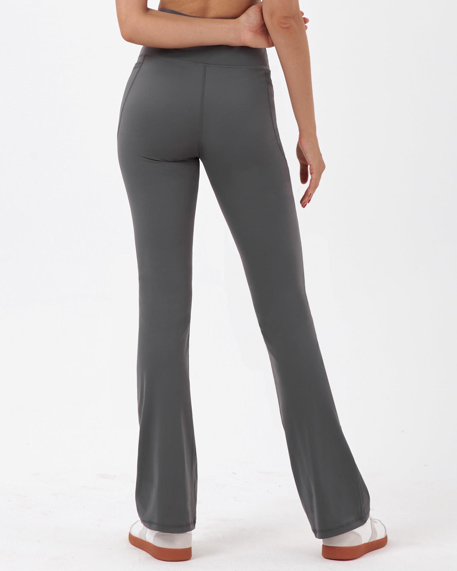 Zylioo Zylioo Long Tall Leggings, Flare Yoga Pants with 34-36 Inseam, High-Waisted with Convenient Side Pockets Grey