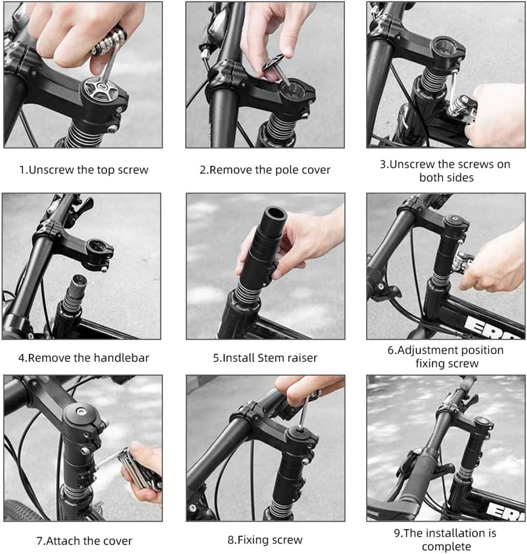 LITEONE Bike Handlebar Extender Bicycle Fork Stem Riser Mountain Bike Handle Bar Extension for Mountain Bike, Road Bike, Mtb, Bmx, 150mm Height (Aluminium Alloy, Adjustable, Black)