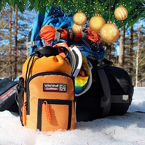 Wild Wolf Outfitters Wild Wolf Outfitters Water Bottle Holder for 64oz Bottles Orange - Carry, Protect and Insulate Your Best Flask with This Carrier w/ 2 Pockets & an Adjustable Padded Shoulder Strap