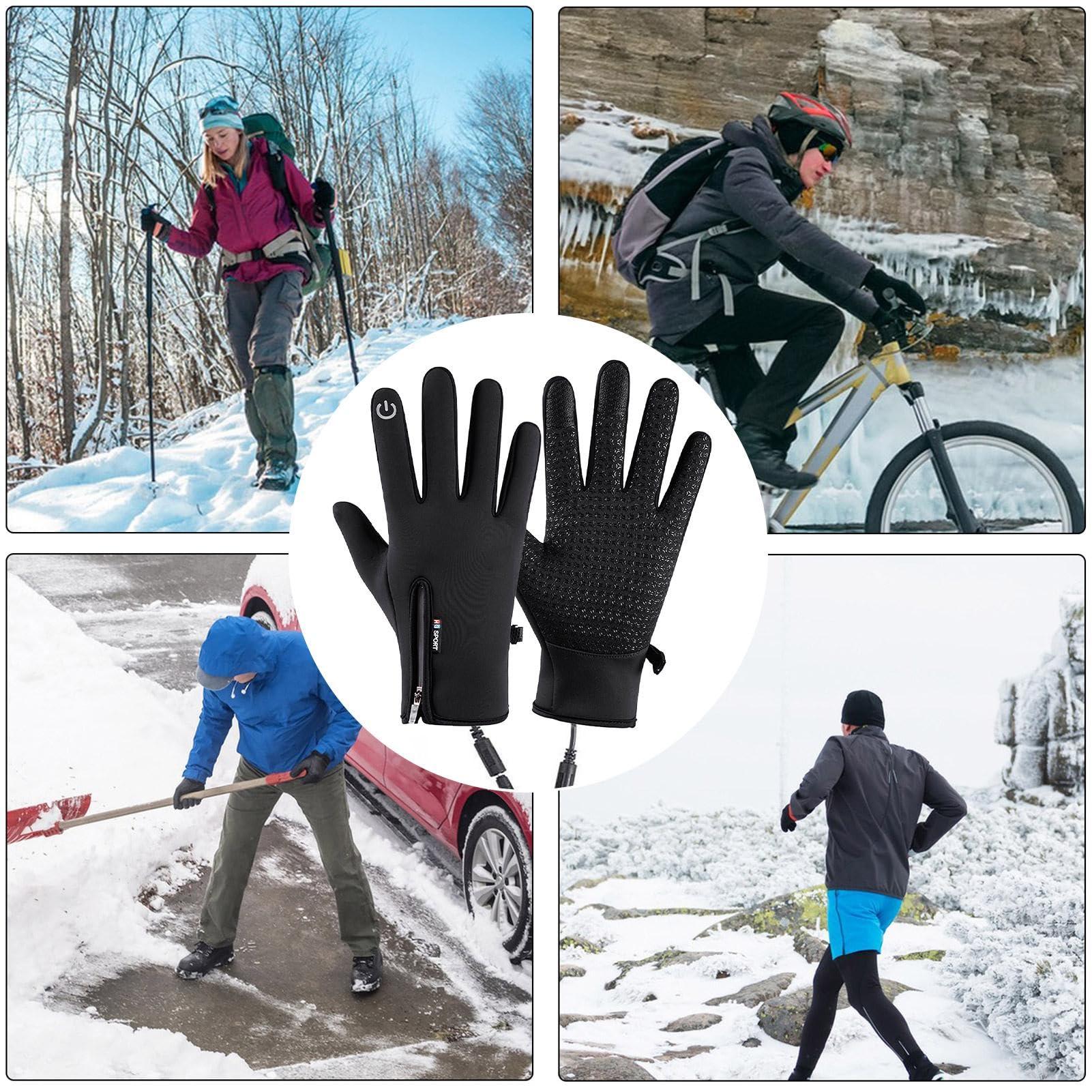 Generic Heated Gloves for Men Women, Rechargeable Heated Electric Gloves,Touch-Screen Ski Gloves - Windproof Snow Mittens Ski Gloves Winter Must Have for Women Men for Ski Riding