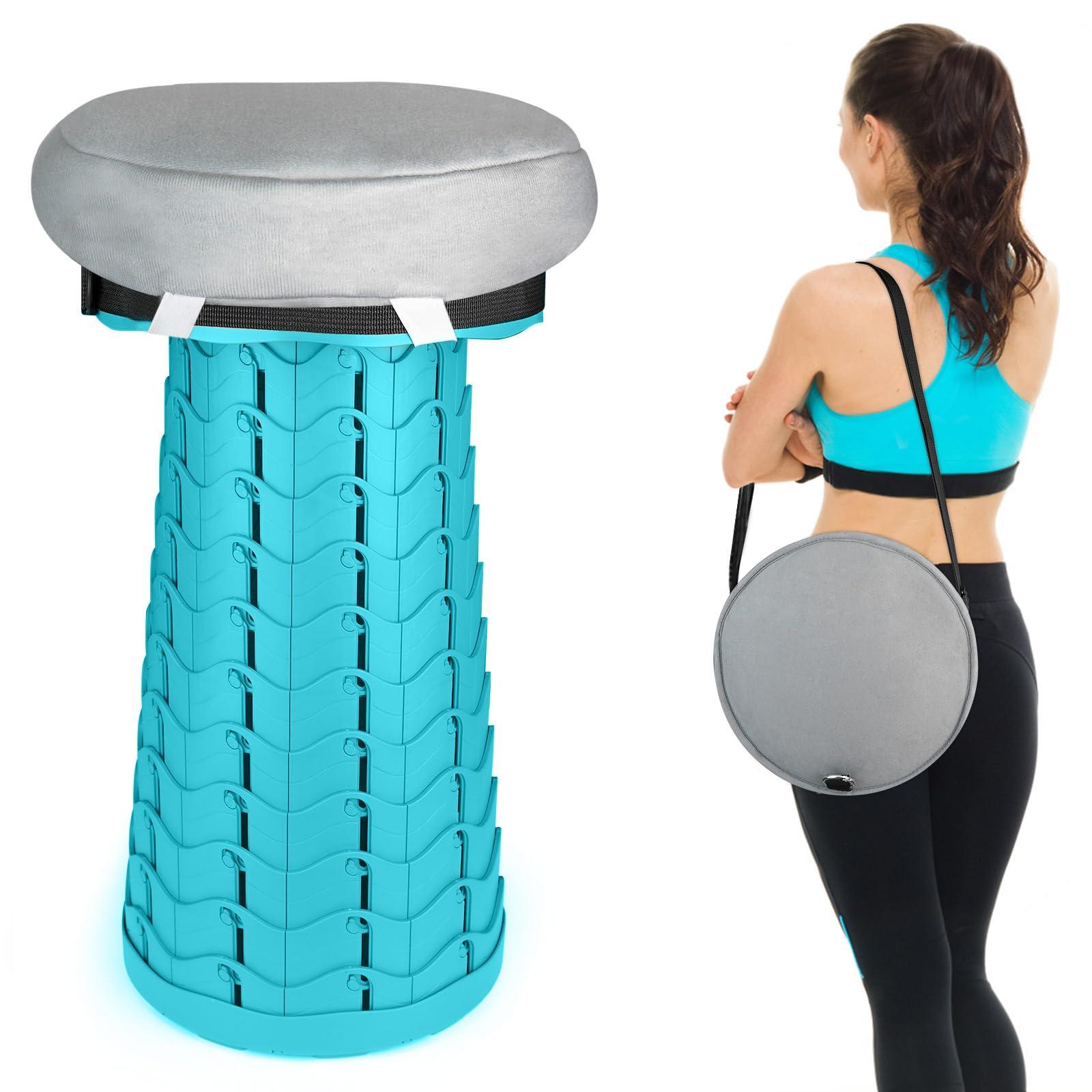Deer\'s Life Deer\'s Life Portable Collapsible Stool with Cushion Pad, Retractable Folding Telescopic Camping Seat for Adults, Small Lightweight Sturdy Adjustable Stools for Travel,Kitchen,Garden,Fishing