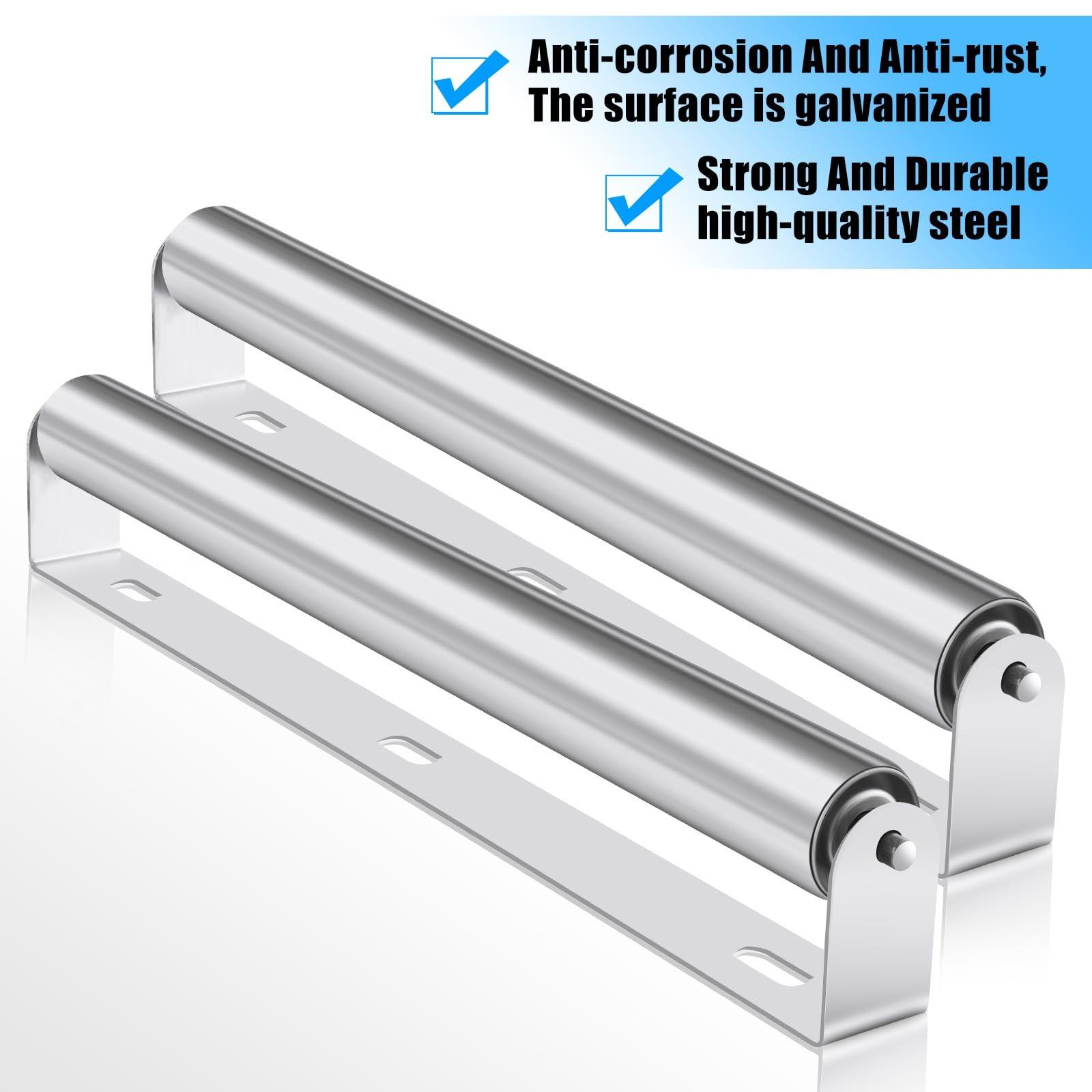 Therwen Therwen Pack of 2 Boat Trailer Roller with Bracket Set Conveyor Rollers 1.5" Diameter Kayak Roller Metal Roller with Bracket for Transporting Raft Industrial Use (Silver, 16'' Long)