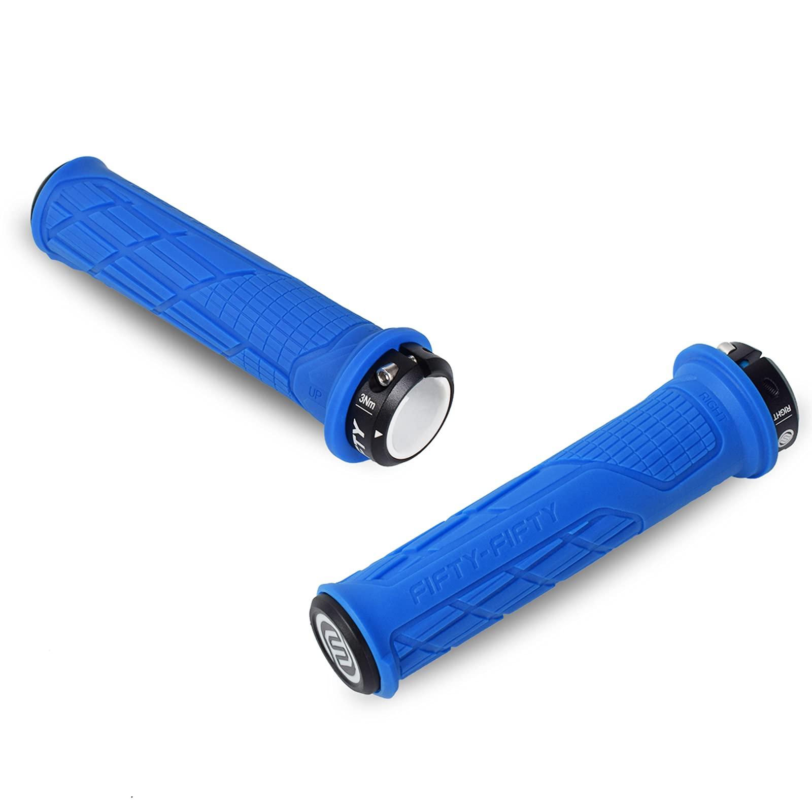 FIFTY-FIFTY FIFTY-FIFTY Mountain Bike Handlebar Grips, Single Lock-on MTB Grips, 4-Pack Mountian Bike Bar End Plugs, Bicycle Handlebar End Caps
