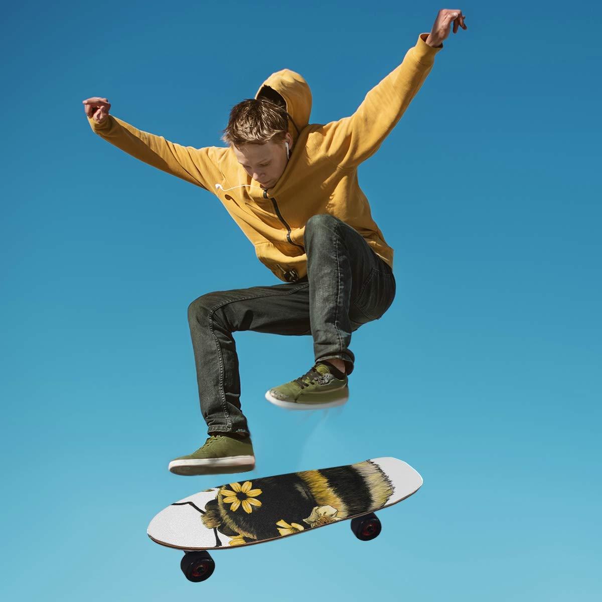 Hupery Hupery Fluffy Bumblebee Skateboard Grip Tape Longboard Griptape Waterproof Grip Tape Sheet Sticker Deck Sandpaper Griptape 33.1x 9.1 inch