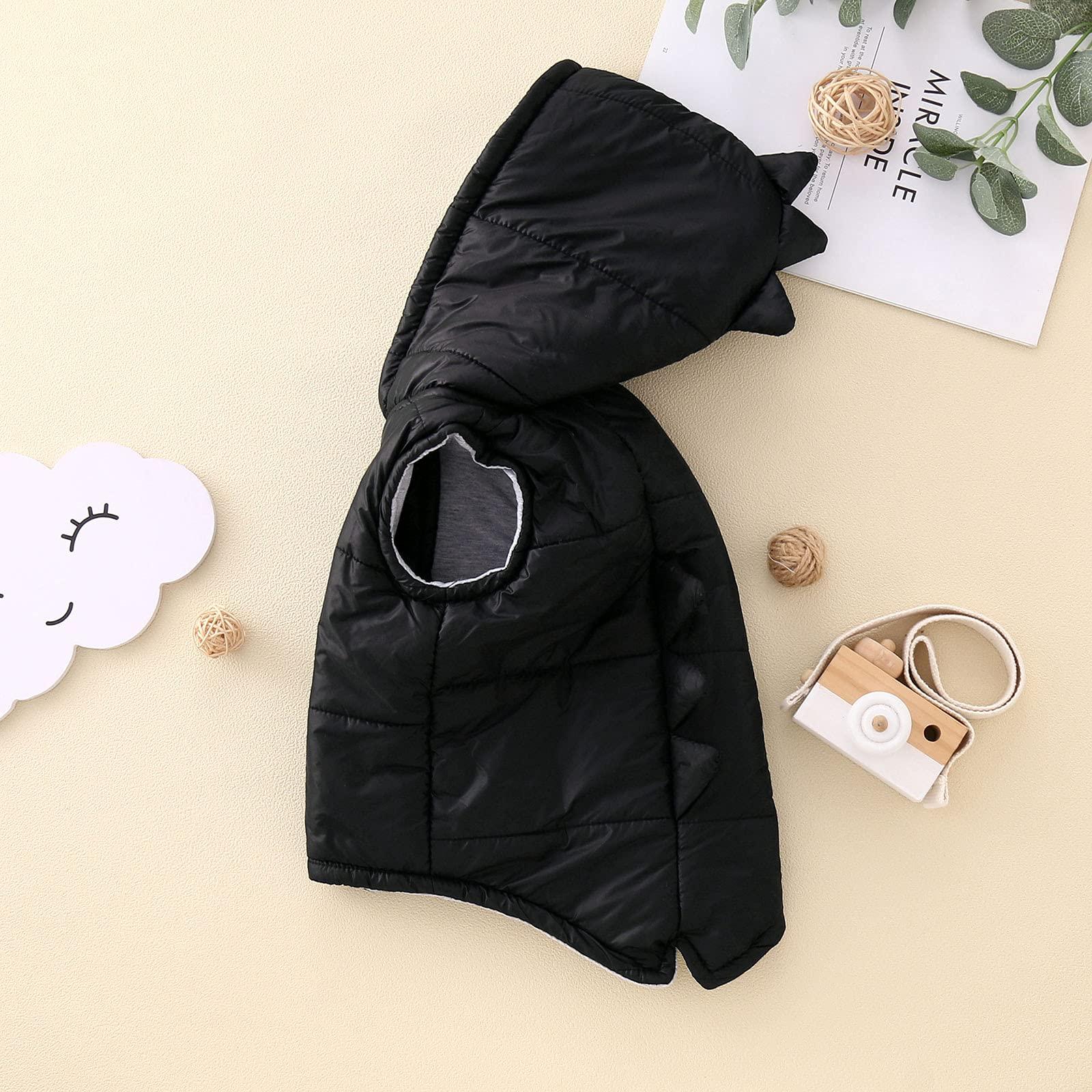 YDNGF YDNGF Toddler Baby Girl Hoodies Vest Outwear 3D Dinosaur Sleeveless Waistcoat Warm Jacket 6M-6Y (Black, 12-18 Months)