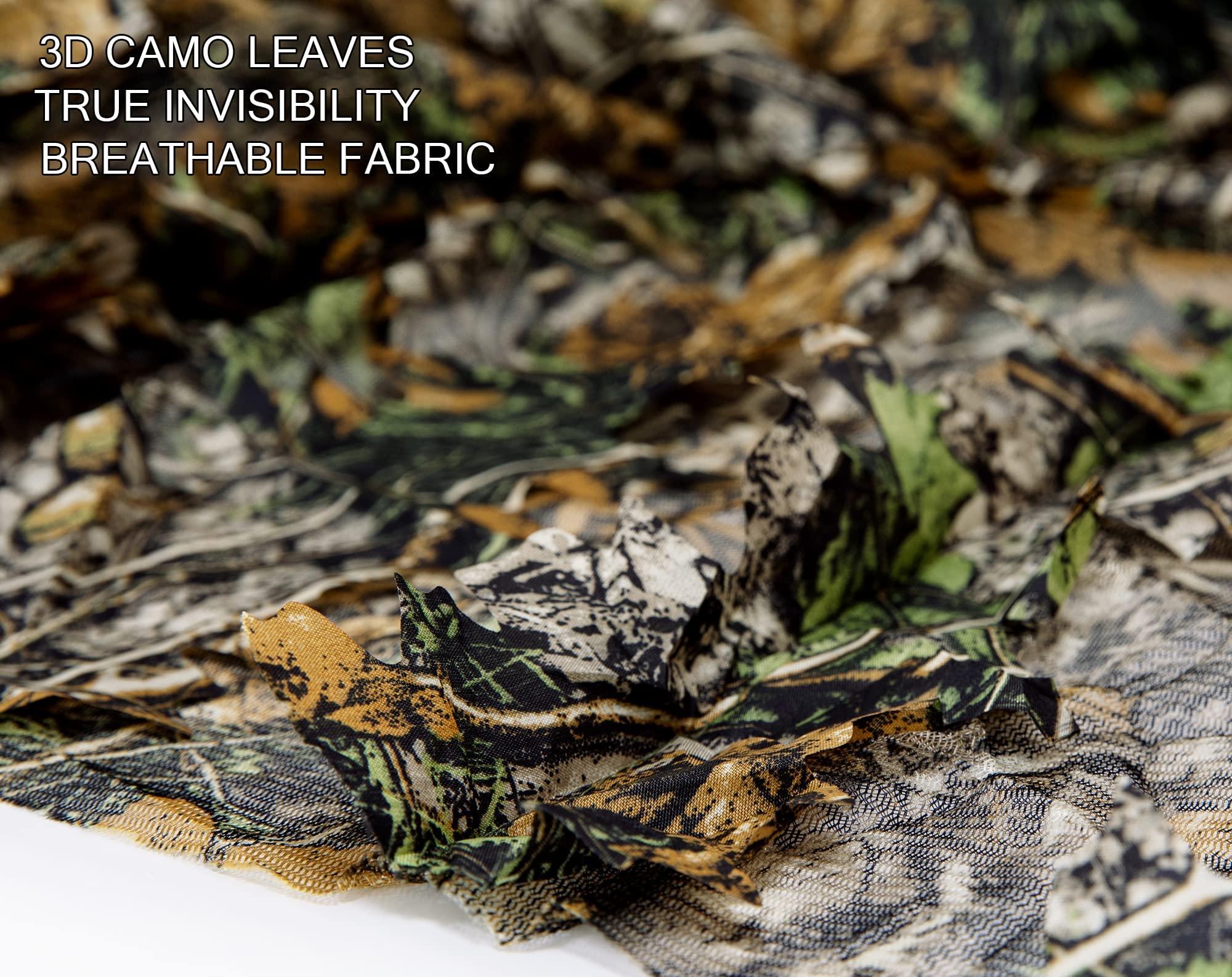 Ginsco Ginsco 3D Leafy Camo Poncho Camoflage Woodland Cape Lightweight Ghillie Suit for Men, Ghillie Hood for Turkey Hunting Bird Watching Military Training Outdoor Airsoft Wildlife Photography Halloween