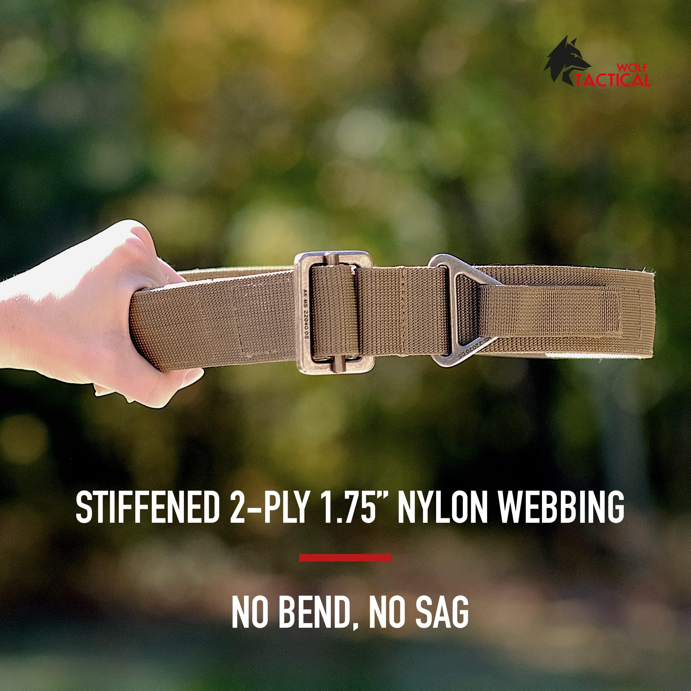 WOLF TACTICAL WOLF TACTICAL Heavy Duty Riggers Belt - Stiffened 2-Ply 1.75 Nylon EDC Gun Belt (OD Green, M (34-39))