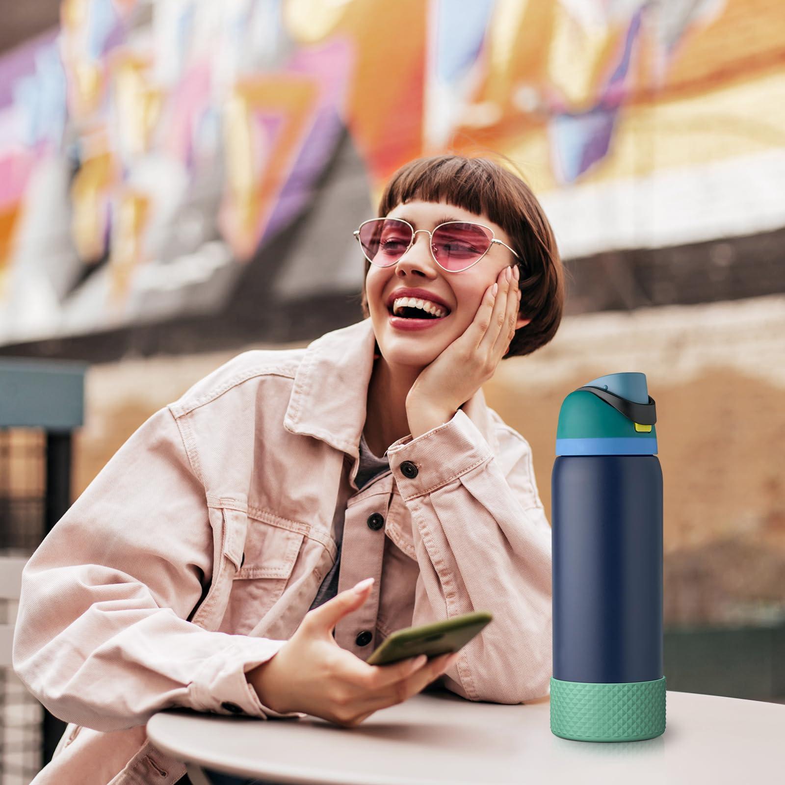 yoelike yoelike Silicone Water Bottle Boot for Owala 40 oz, 2PCS Anti-Slip Protective Sleeve for FreeSip/Twist/Flip, Watter Bottle Accessories, Bottom Bumper Cover, Dishwasher Safe, BPA Free