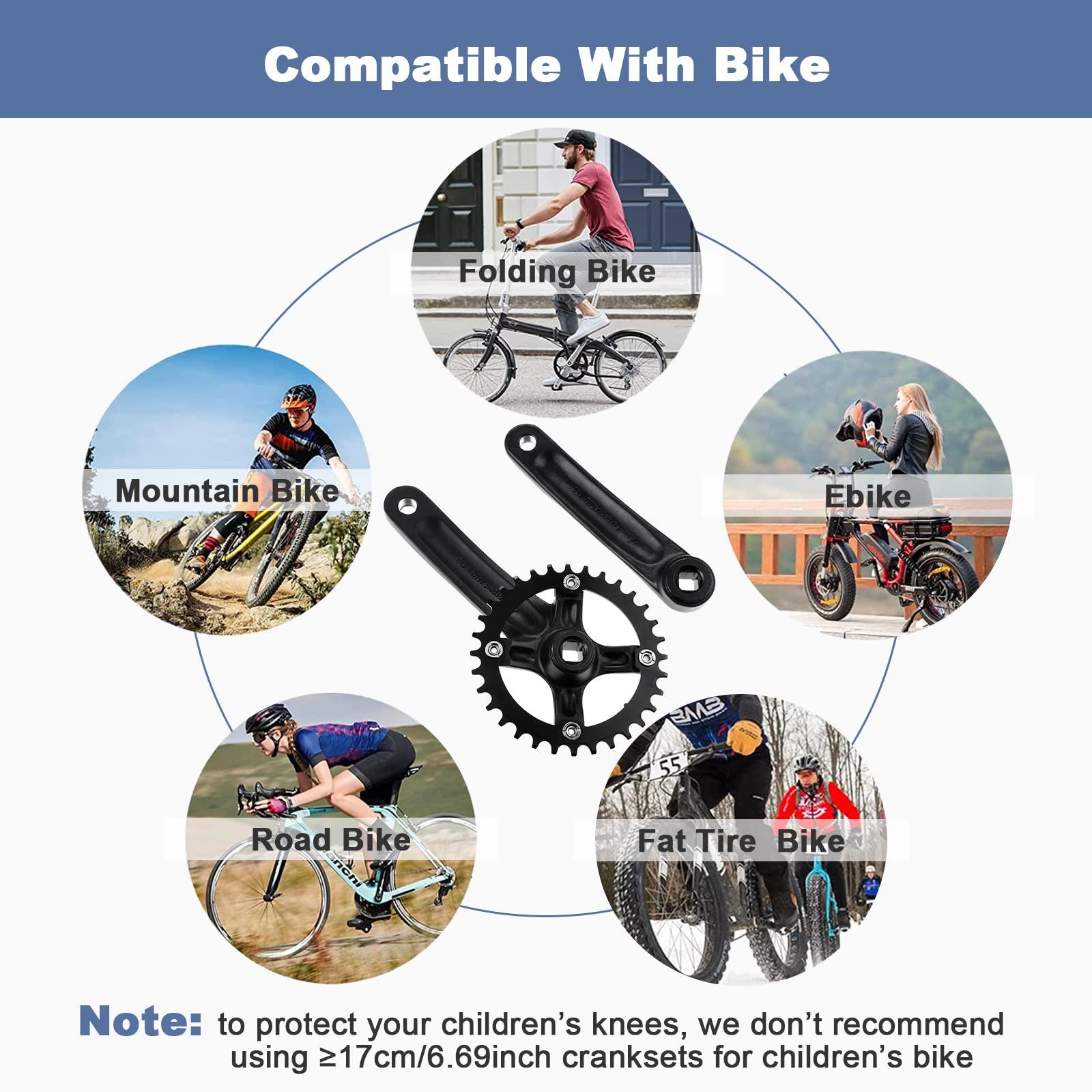 PETCHOR PETCHOR Square Taper Crankset MTB, Mountain Bike Single Speed Crankset, Bicycle Crank Arm Set 170mm 104BCD, 32T Chainring & Bolts