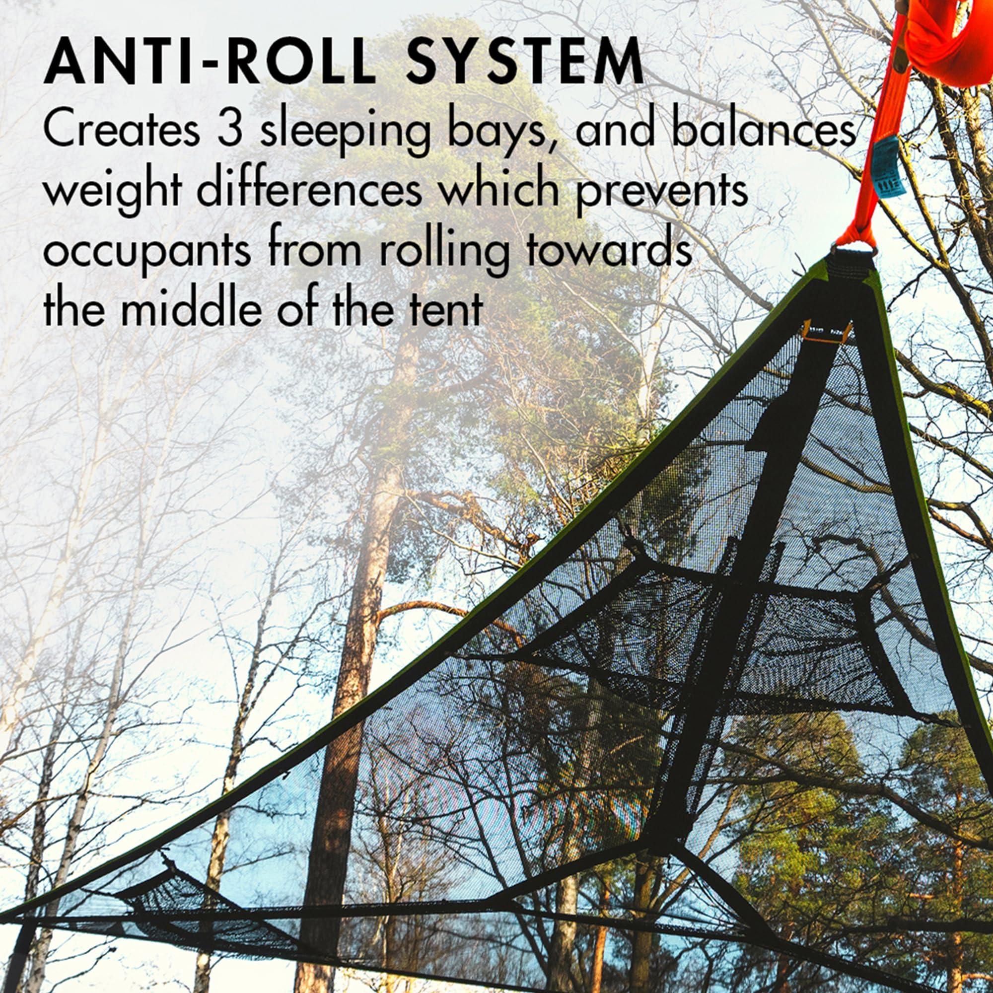 Tentsile Tentsile Trillium Giant Hammock, The Original Tree Tent Company, 3 Adult Capacity, Anti-Roll, Central Hatch, Ratches and Straps Included, Designed in The UK (3 Person, Black Mesh)