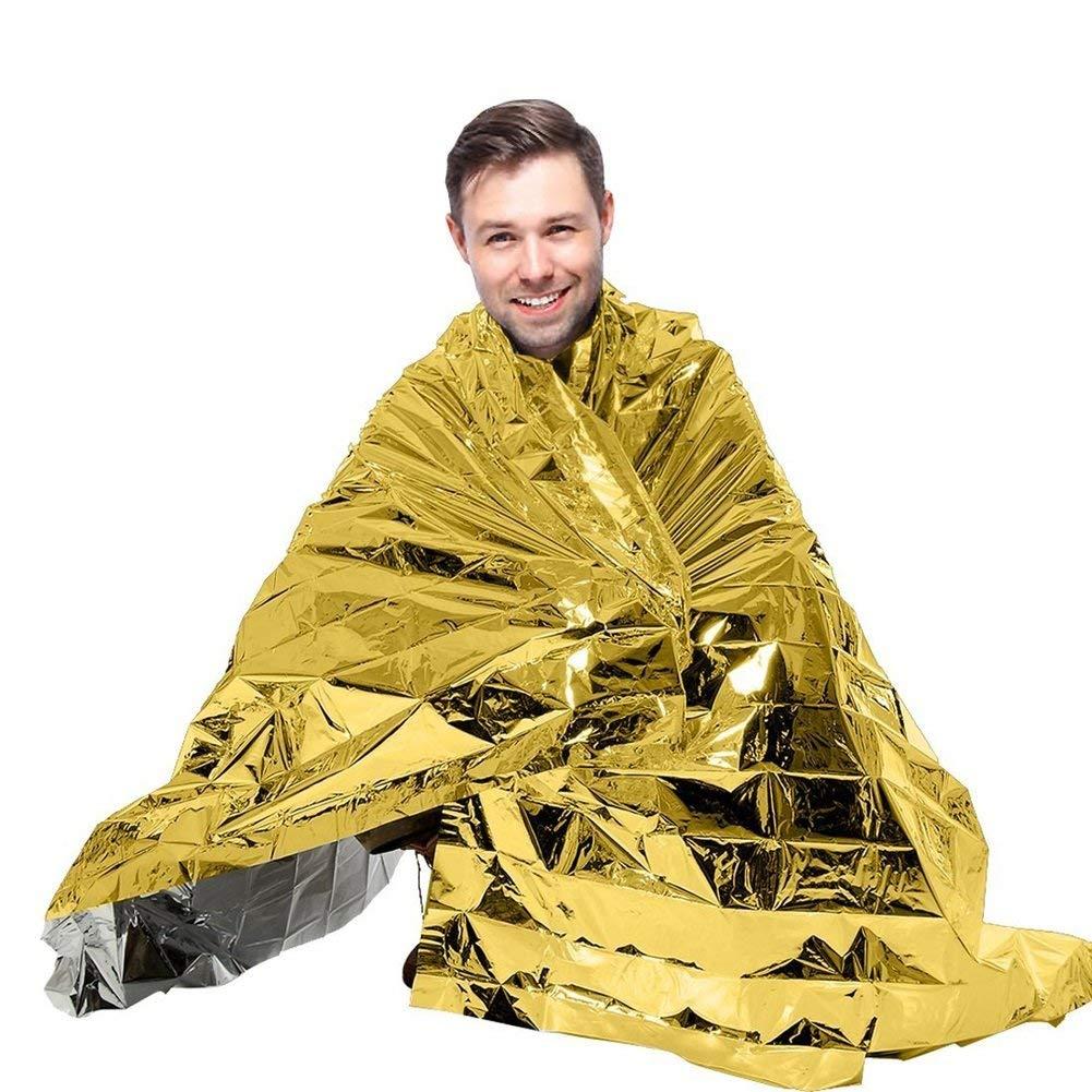 NYKKOLA NYKKOLA 4-Pack Extra Large Emergency Mylar Blanket 84\" X 52\" - Gold Foil Space Blanket: Designed for NASA - Essentials for Outdoors, Hiking, Survival, Marathons or First Aid