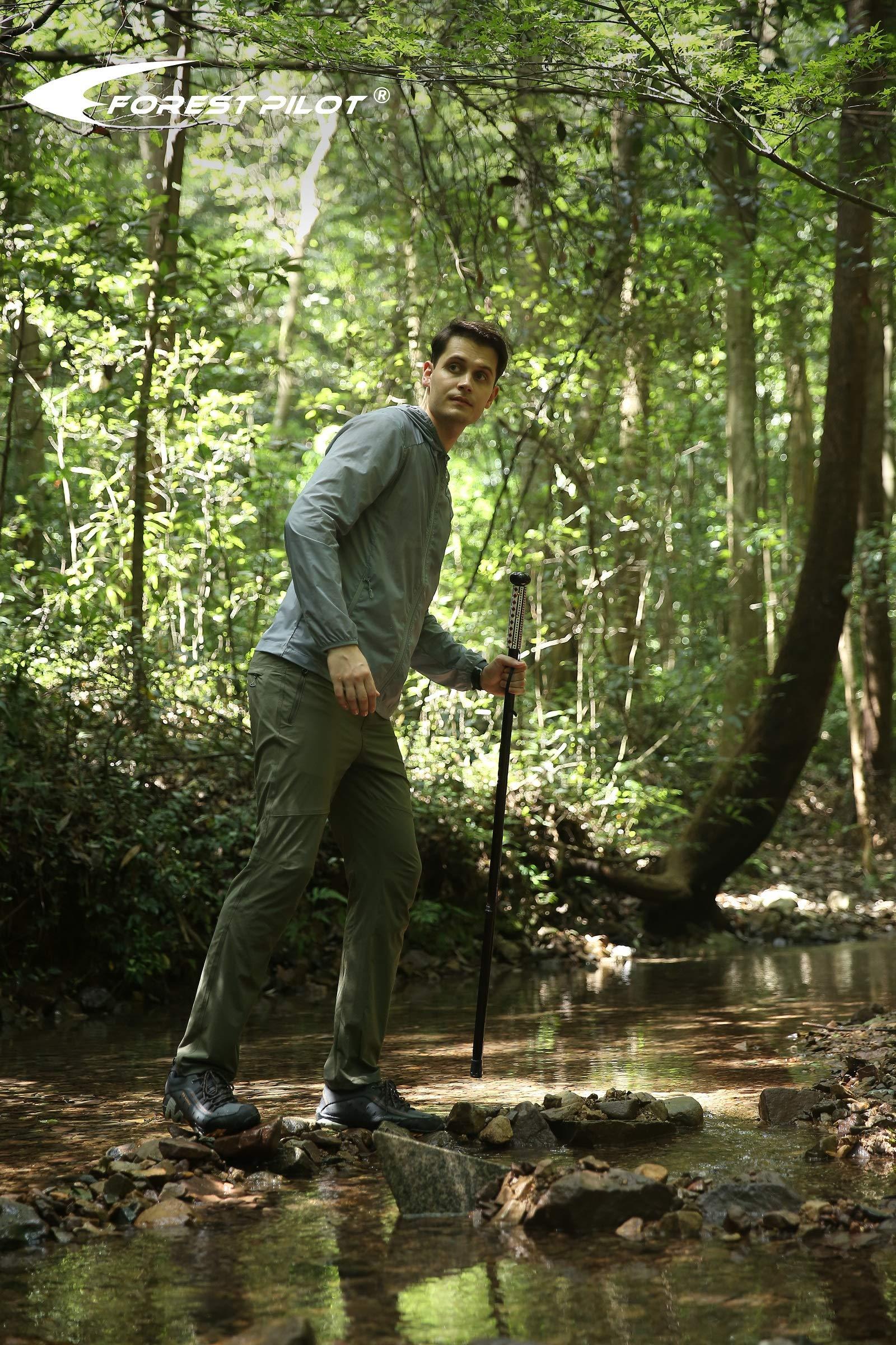 FOREST PILOT FOREST PILOT 3 Pieces Detachable Hardwood Walking Stick Flat Wooden Ball Head with a Compass (Dark Rose Color, 48 Inches, 1 Piece)