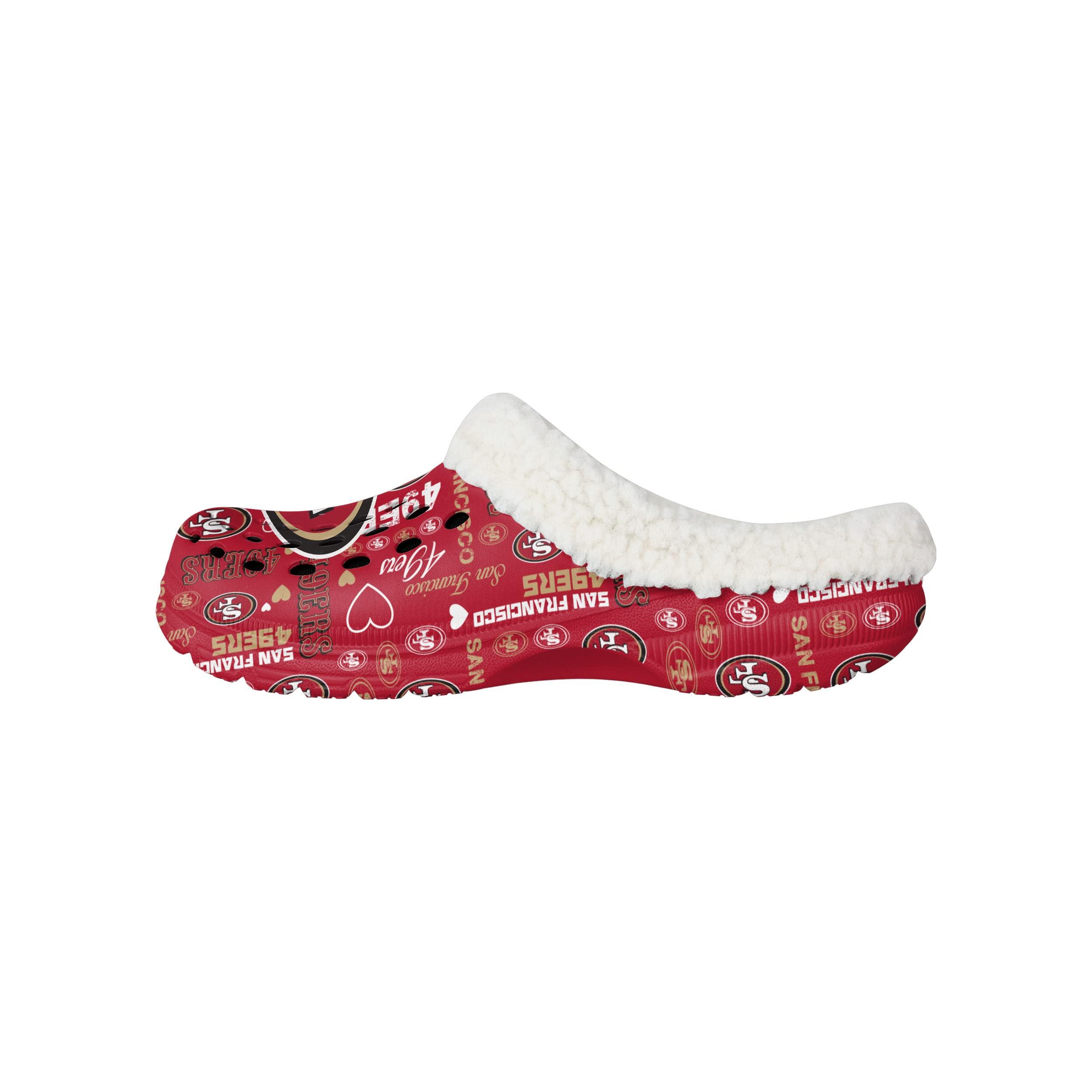 FOCO FOCO San Francisco 49ers NFL Womens Sherpa Lined Logo Love Clog - S