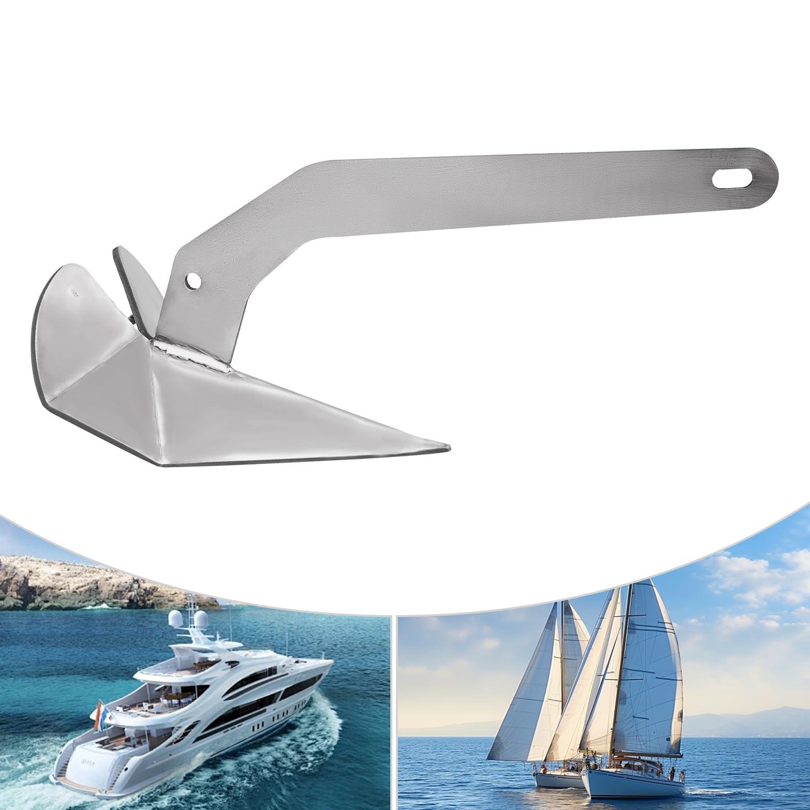 LOHISHILO LOHISHILO Boat Anchor Kit 35 lb Small Yacht Boat Anchor, Marine Stainless Steel 316 Wing Style Anchor 31.1 * 14.4.14.6in for Sand, Pebbles, Rocks, Grass, Seaweed, Coral Bottoms