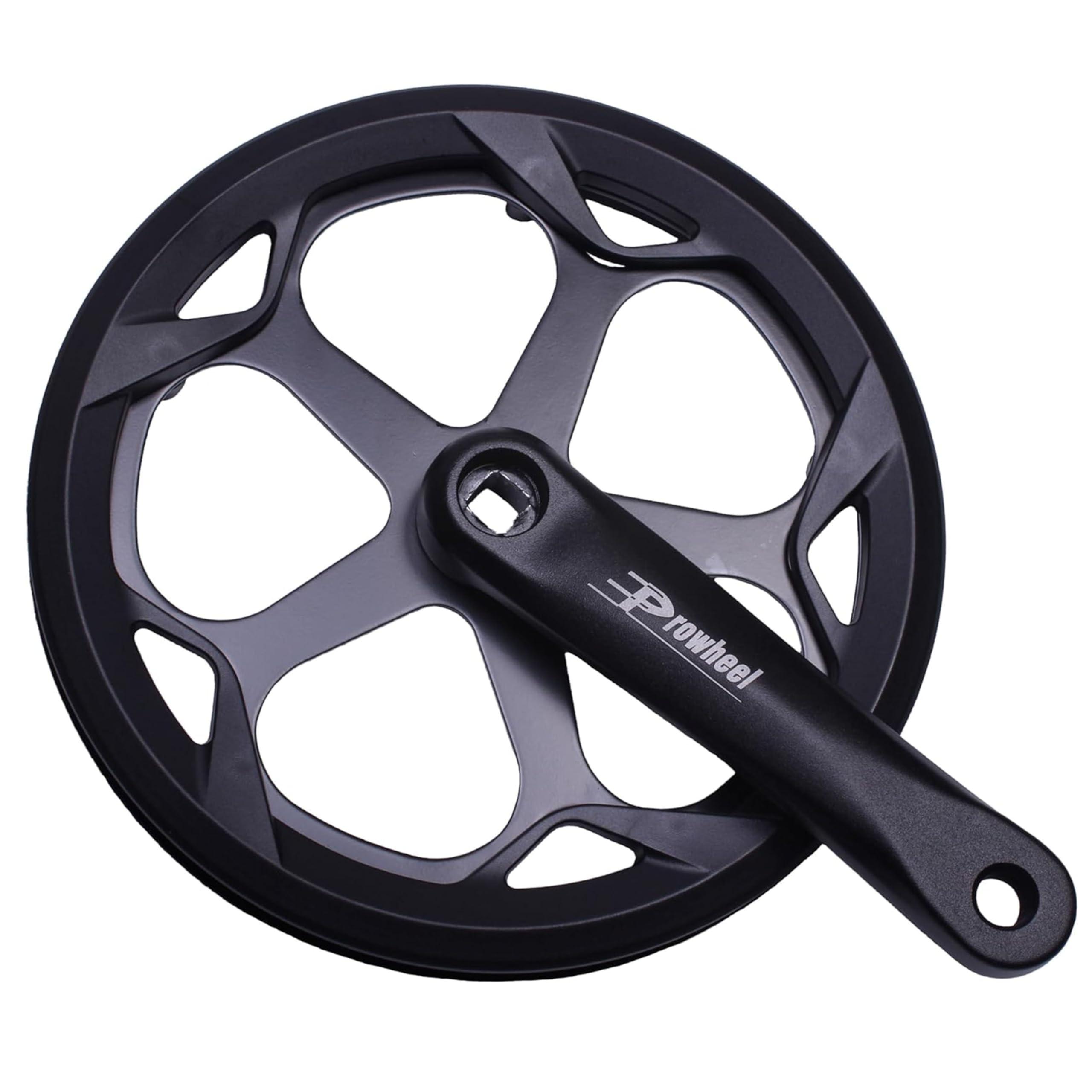PROWHEEL PROWHEEL 152MM/160MM/165MM/170MM/175MM Bike Crankset,46T/48T/52T Steel Chainring Bike Crank Arm Set,Double ChainWheel and Replacement Chain Guard,Compatible with City Bike,MTB,Electric Bicycle,Cargo
