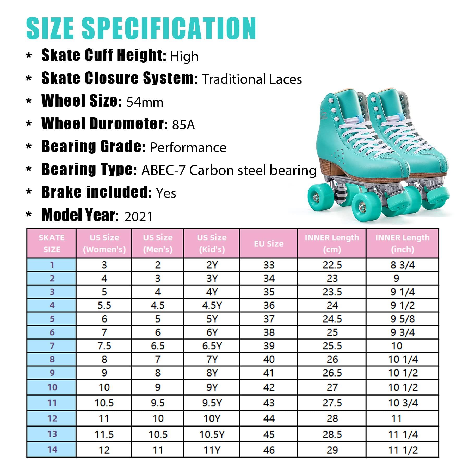 PAPAISON PAPAISON Roller Skates for Women and Men, Deluxe 2 Layer Microfiber Leather Double Row-Classic Roller Skates for Girls, Professional Outdoor Indoor Quad-Skates for Kids & Adults