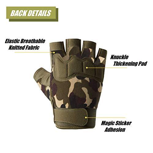 HYCOPROT HYCOPROT Fingerless Tactical Gloves, Protective Breathable Lightweight Outdoor Gloves for Hunting, Motorcycling, Climbing (M, Yellow)