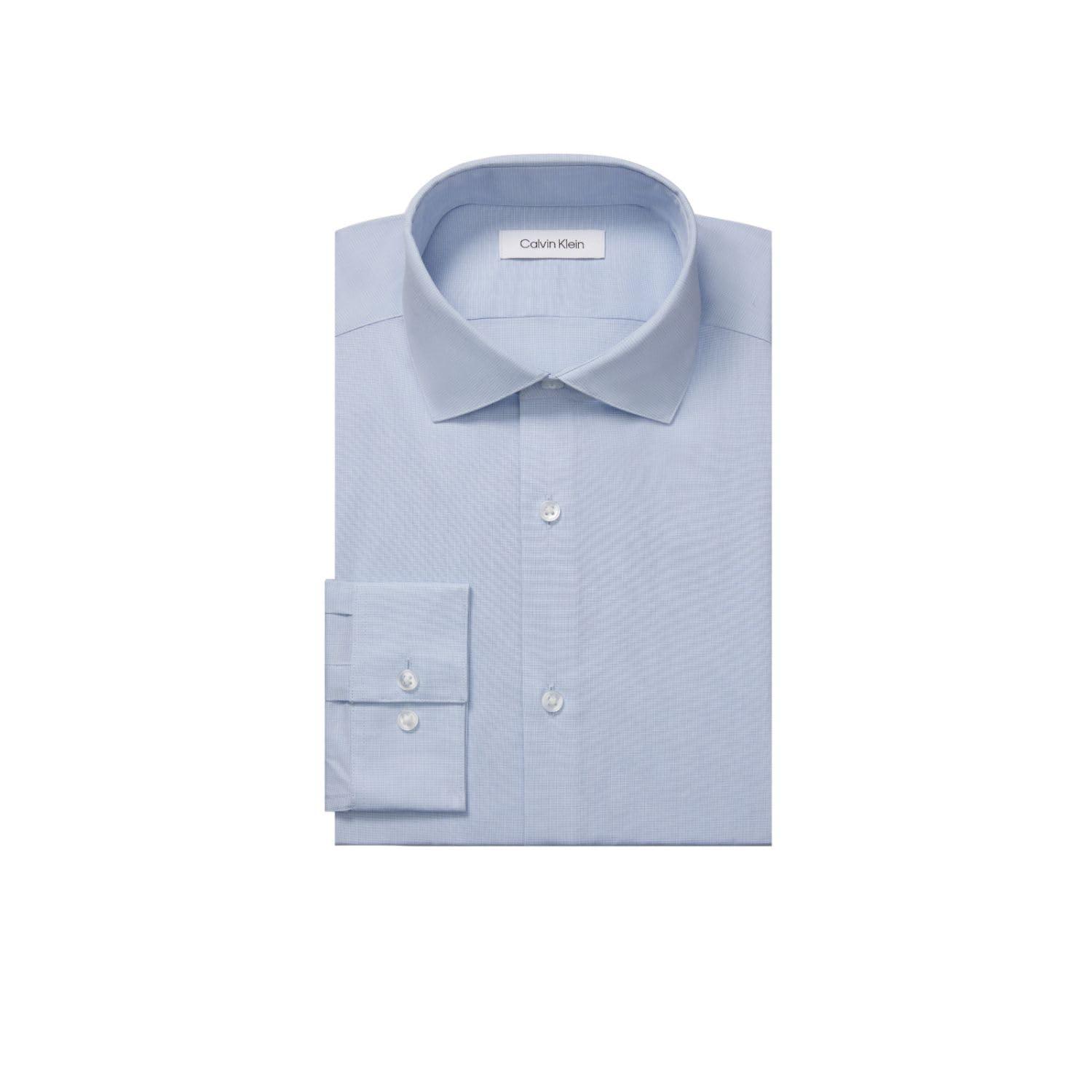 Calvin Klein Calvin Klein Men's Dress Shirt Non Iron Stretch Slim Fit Check Deep Blue