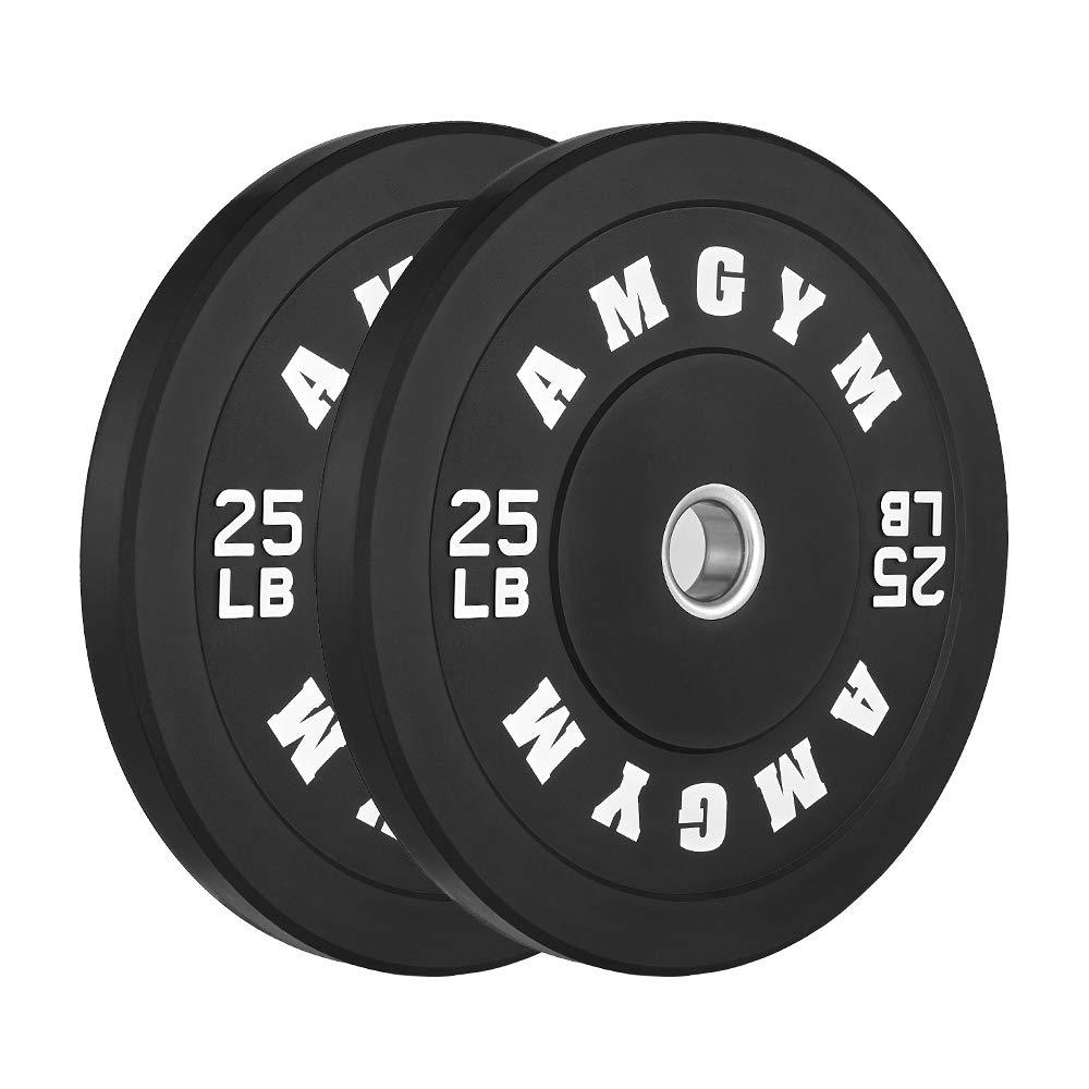 AMGYM AMGYM LB Bumper Plates Olympic Weight Plates, Bumper Weight Plates Steel Insert, Strength Training Pair