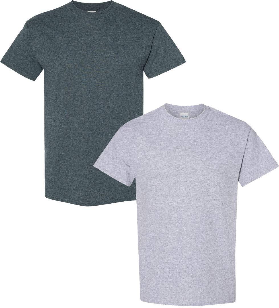 Gildan Gildan Men's Heavy Cotton Short Sleeve T Shirt, 2-Pack LRG-DarkHeather-Sportgrey