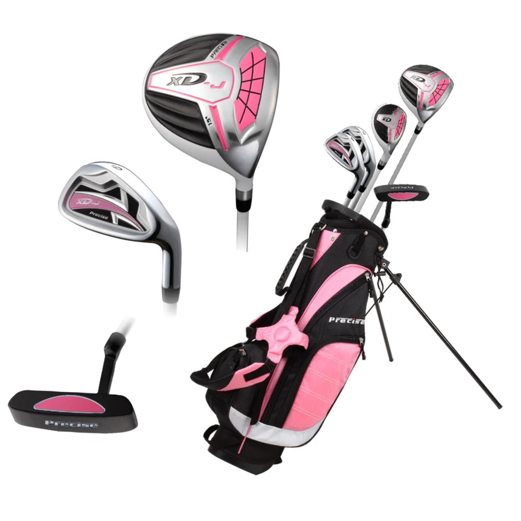 Precise Precise XD-J Junior Complete Golf Club Set for Children Kids - 3 Age Groups Boys & Girls - Right Hand & Left Hand! (Pink Ages 9-12, Left Hand)