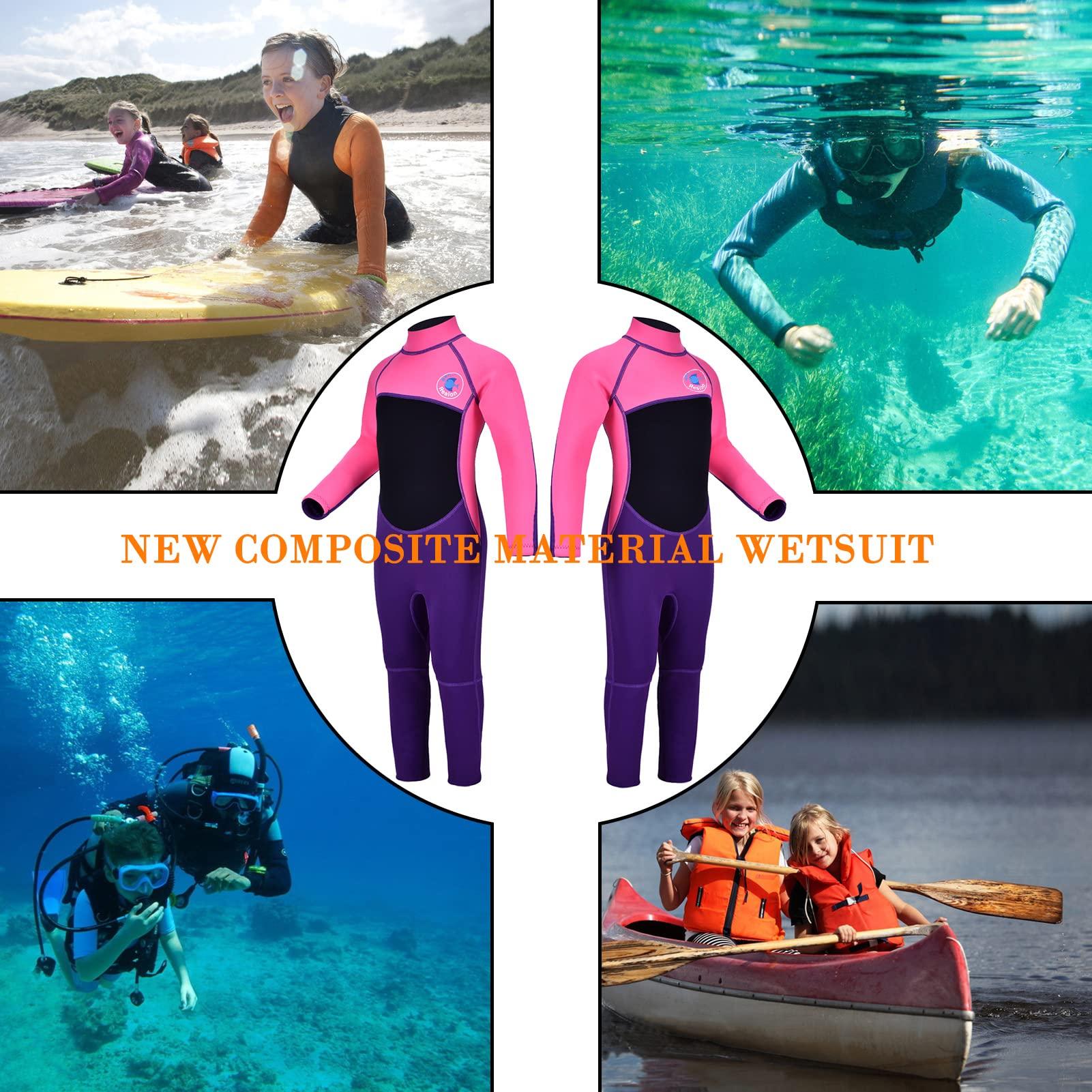 REALON REALON Kids Wetsuit for Girls Boys Toddler and Youth 3mm Neoprene Child Full Wet Suits Warm in Cold Water Thermal Swimsuit Back Zip for Swimming Diving Jet Skiing Surfing