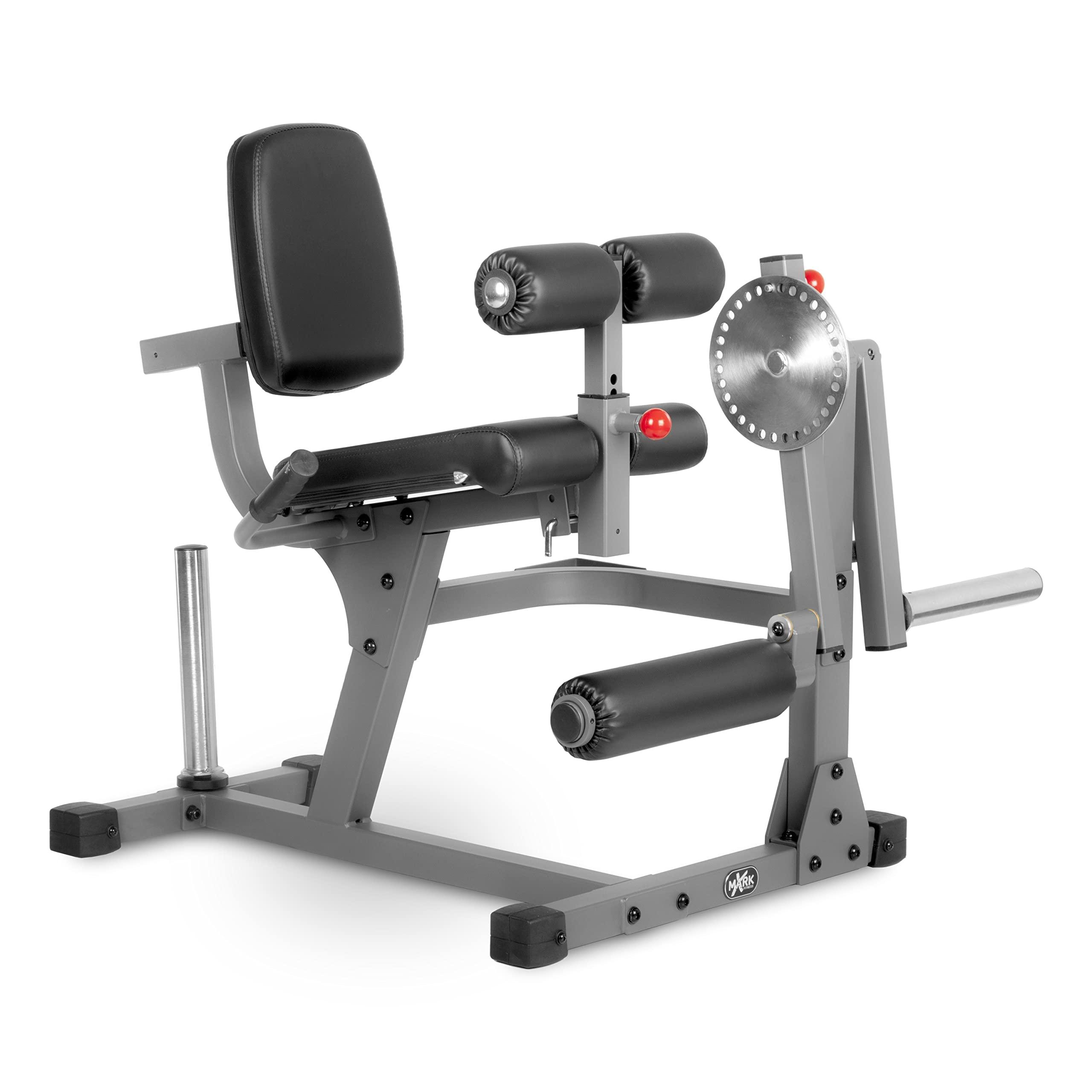 XMark XMARK Seated Leg Extension and Leg Curl Machine, Lower Body Adjustable Leg Exercise Machine, Weight Plate Loaded Leg Rotary Extension