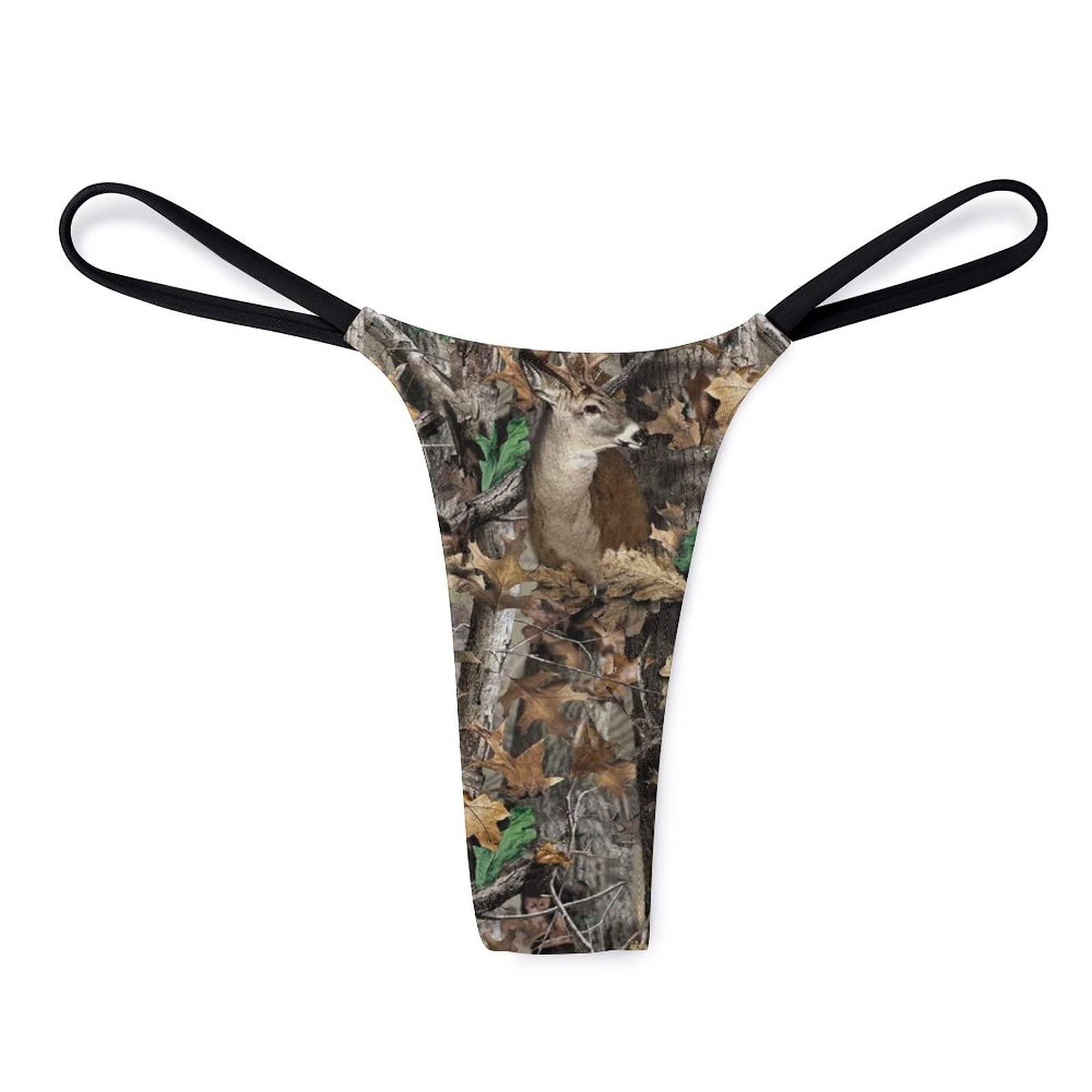 BAIKUTOUAN BAIKUTOUAN Camo Deer Camouflage Hunting G-String Thongs Women's T-Back Underwear Panty
