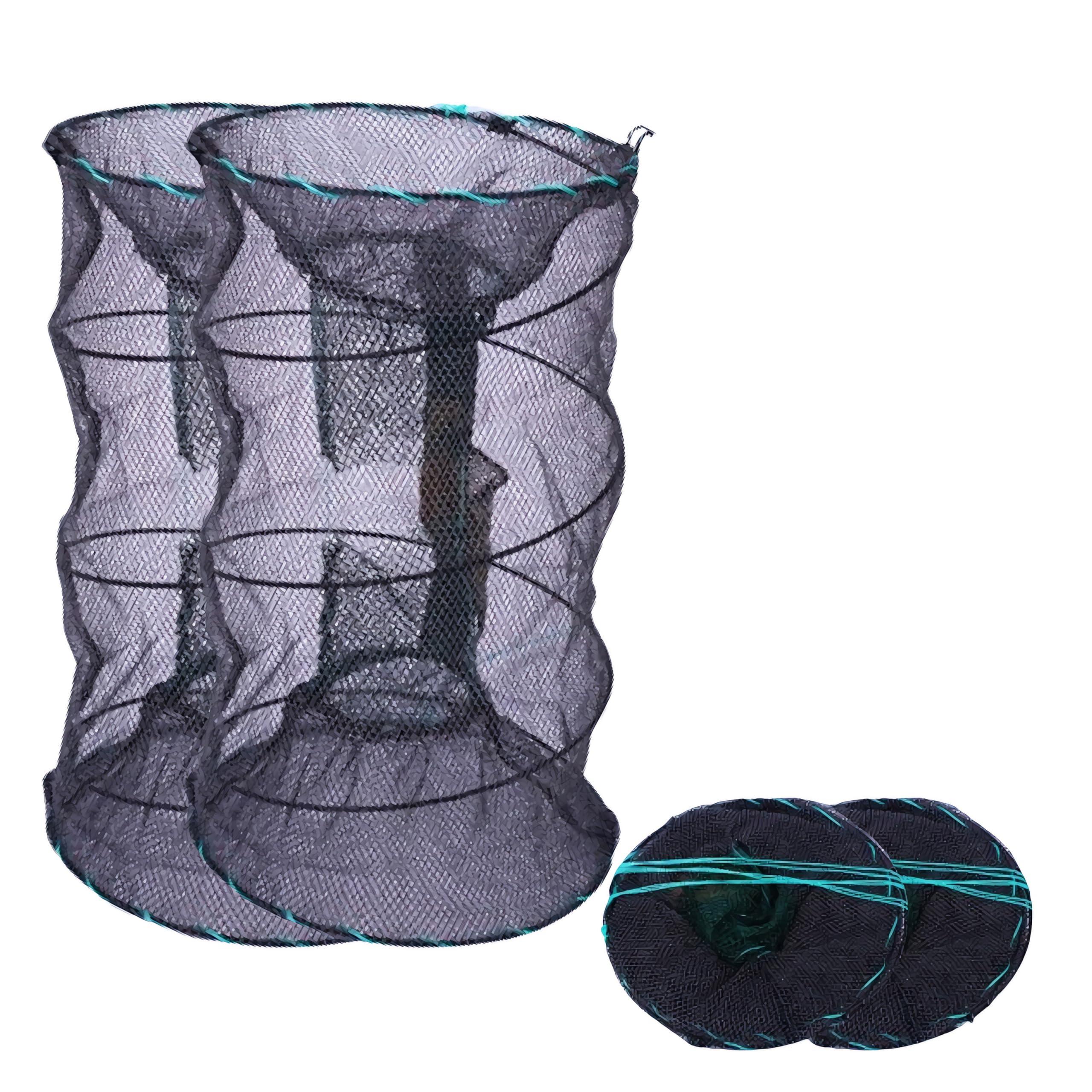 EASY BIG EASY BIG Portable Collapsible Crab Traps, Foldable Crabbing Nets for Lobster, Shrimp, Carp, Crayfish, Galvanized Steel Wire, Polyethylene Mesh