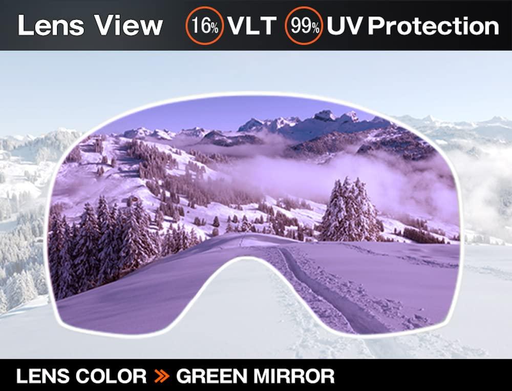 ZERO TECH BASE ZERO TECH BASE Compatible Replacement Lens for Oakley Flight Deck M Snow Goggles Green Mirror