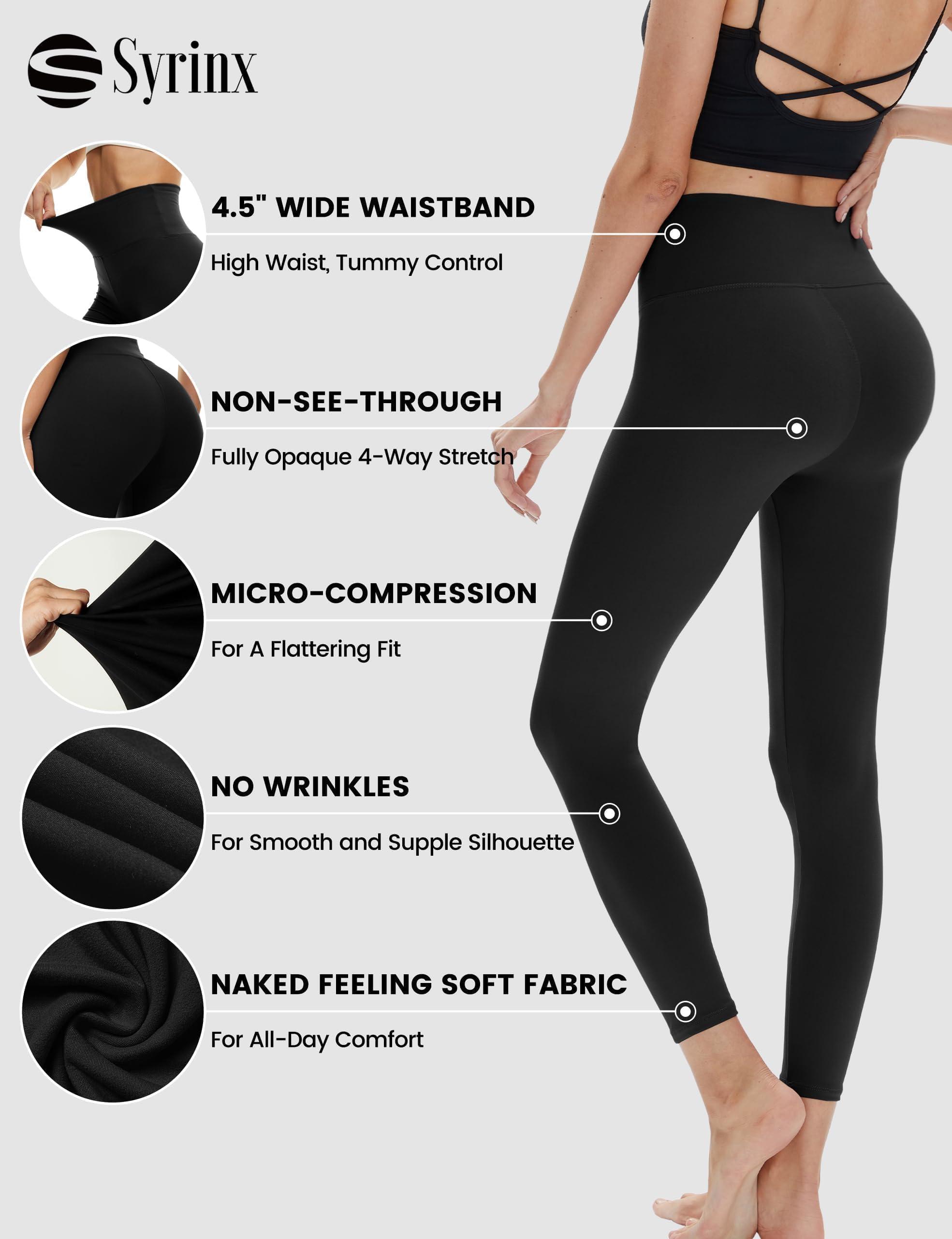 Syrinx High Waisted Leggings for Women - Soft Athletic Tummy Control Yoga Pants for Cycling Dance Tights