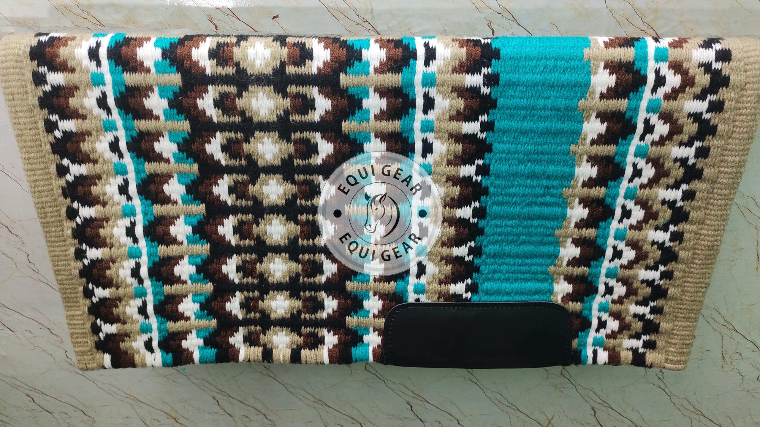EQUIGEAR EQUIGEAR Western Ranch Horse Saddle Blanket New Zealand Wool Western Design Handmade Saddle Blanket Top Wool Pad Sensor Flex (Customization Available) ZB-077 (34" x 32")