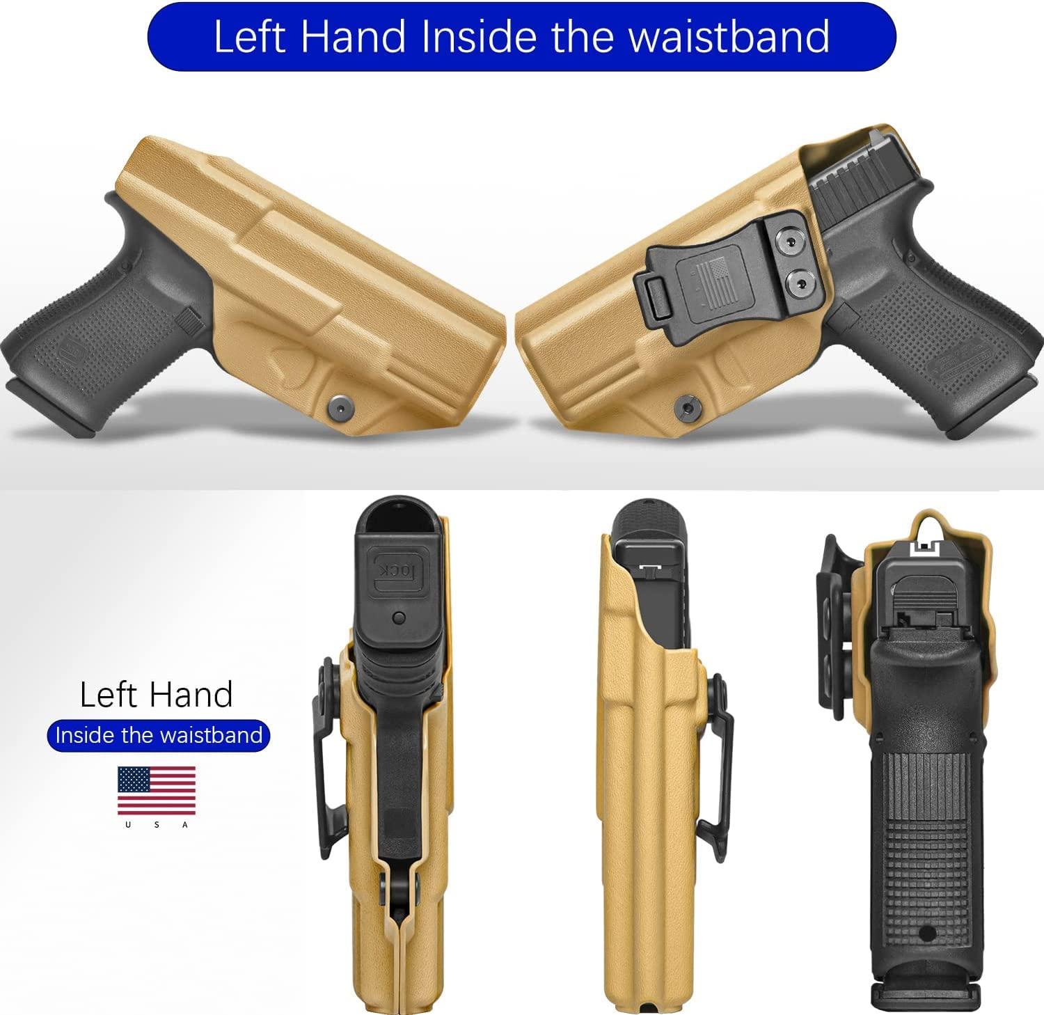 B.B.F MAKE Glock 19 Holster Concealed Carry, USA Made Slim Profile IWB KYDEX Holster with Adjustable Cant for 19/19X/44/45 Gen(3-5) & Glock 23/32 Gen(3-4) Pistol Accessories, Inside Waistband