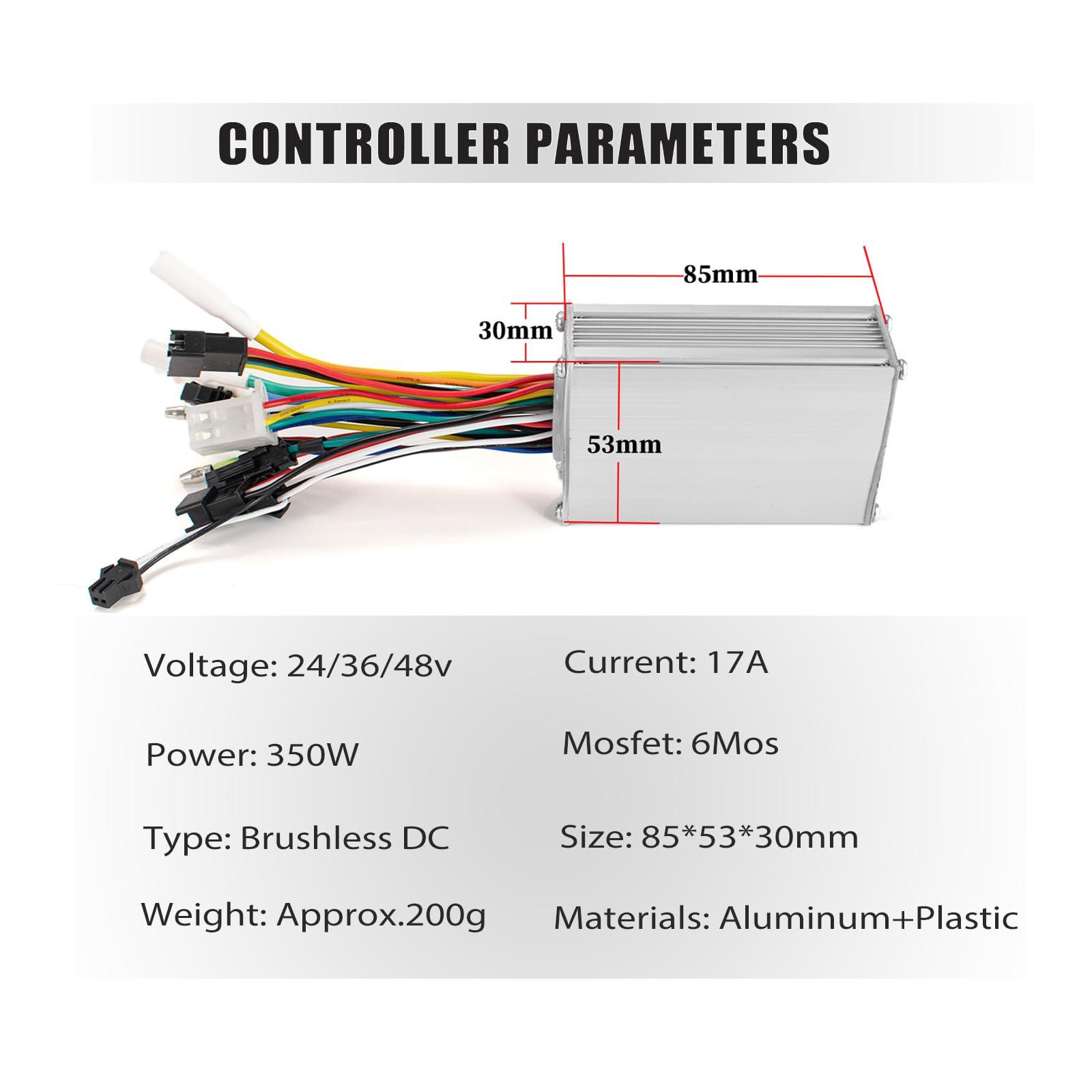 CSBST CSBST 24V 36V 48V Electric Scooter Controller Kit 350W Ebike Brushless Motor Controller Ebike Display with Thumb Throttle Electric Scooter Speed Controller Electric Bike Bicycle Controller
