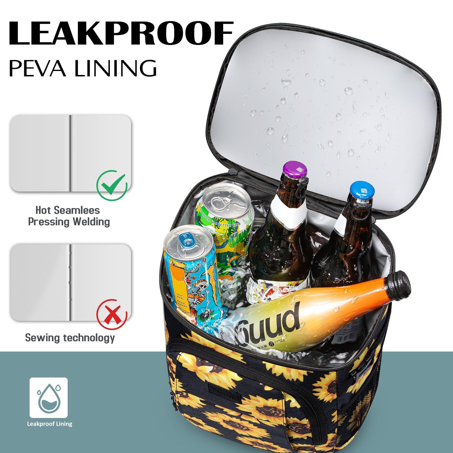 Tuwubi Tuwubi Cooler Backpack 35 Cans, Backpack Coolers Insulated Leak Proof for Men Women, Waterproof Soft Sided Lunch Camping Beach Travel Ice Chest Backpack Cooler Bag Sunflower