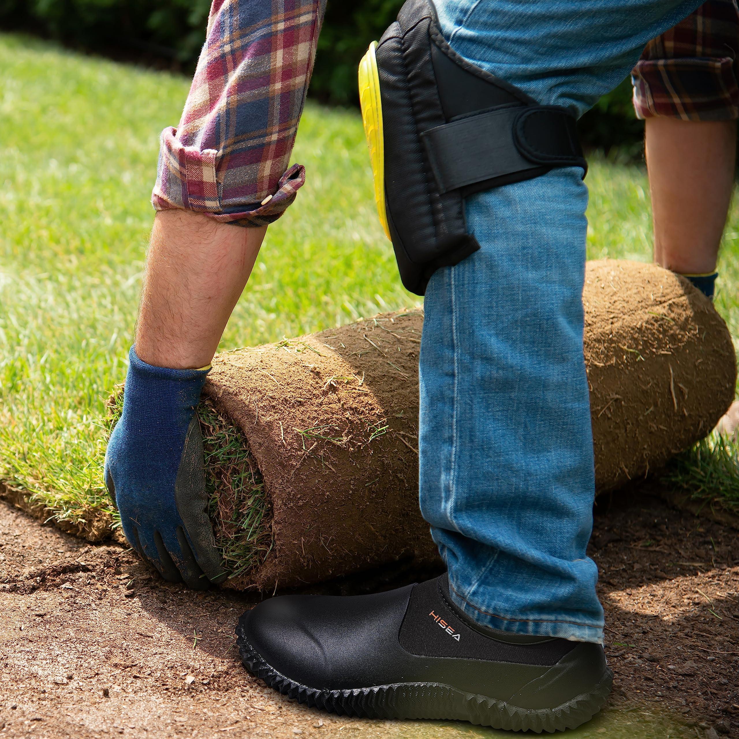 HISEA HISEA Unisex Waterproof Garden Shoes, Men's Rubber Rain Boots Women's Ankle Rain Shoes Neoprene Camp Booties