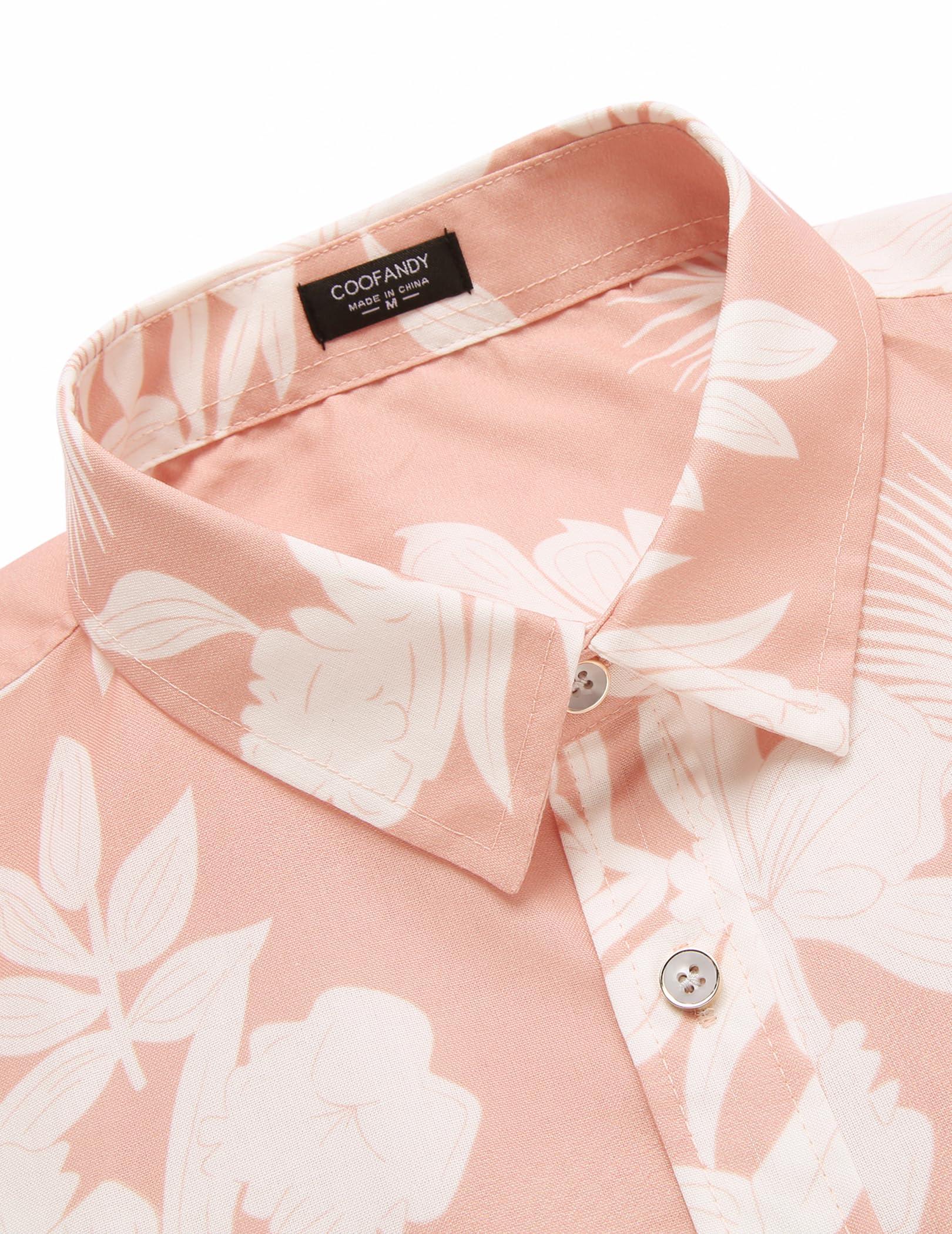 COOFANDY COOFANDY Mens Casual Button Down Shirt Short Sleeve Hawaiian Tropical Floral Shirt