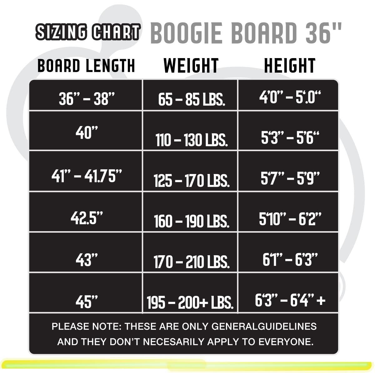Wham-O BoogieBoard 36 Bodyboard - Phuzion Core - XPE Deck - HDPE Bottom - Crescent Tail - Includes Wrist Leash