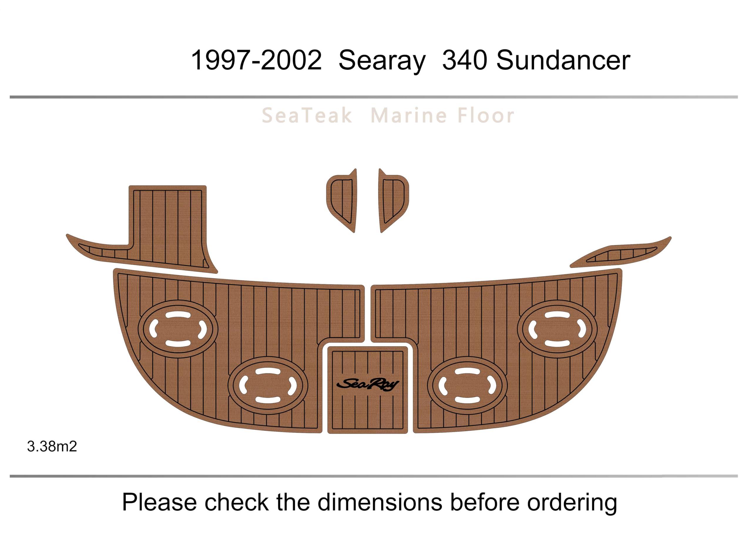 ATDEK ATDEK 2000 Sea Ray 340 Sundancer Swim Platform 1/4 6mm eva Faux Teak Deck Surfing Boat Fishing Boat Motorcycle Hurts crapet Non-Slip mat Floor (Brown Over Black)