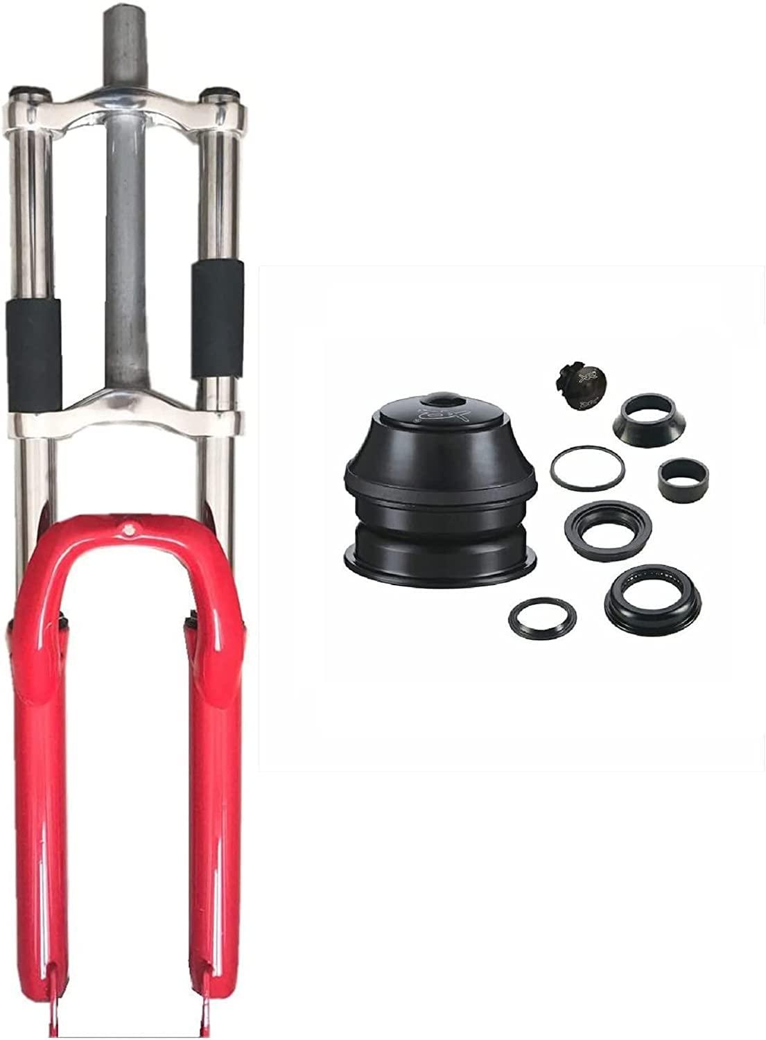 CDHPOWER CDHPOWER Red 26 inch Triple Tree Double Shoulder Suspension Fork with Headset for 26 INCH Bicycle, Gas Motorized Bicycle