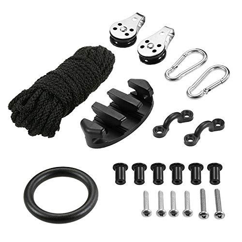 ISURE MARINE ISURE MARINE Kayak Canoe Anchor Trolley Kit Eyes Wellnuts Screws Kayak Accessories Zig Zag Cleat Rigging Ring Pulleys DIY Boat 30 Feet Rope
