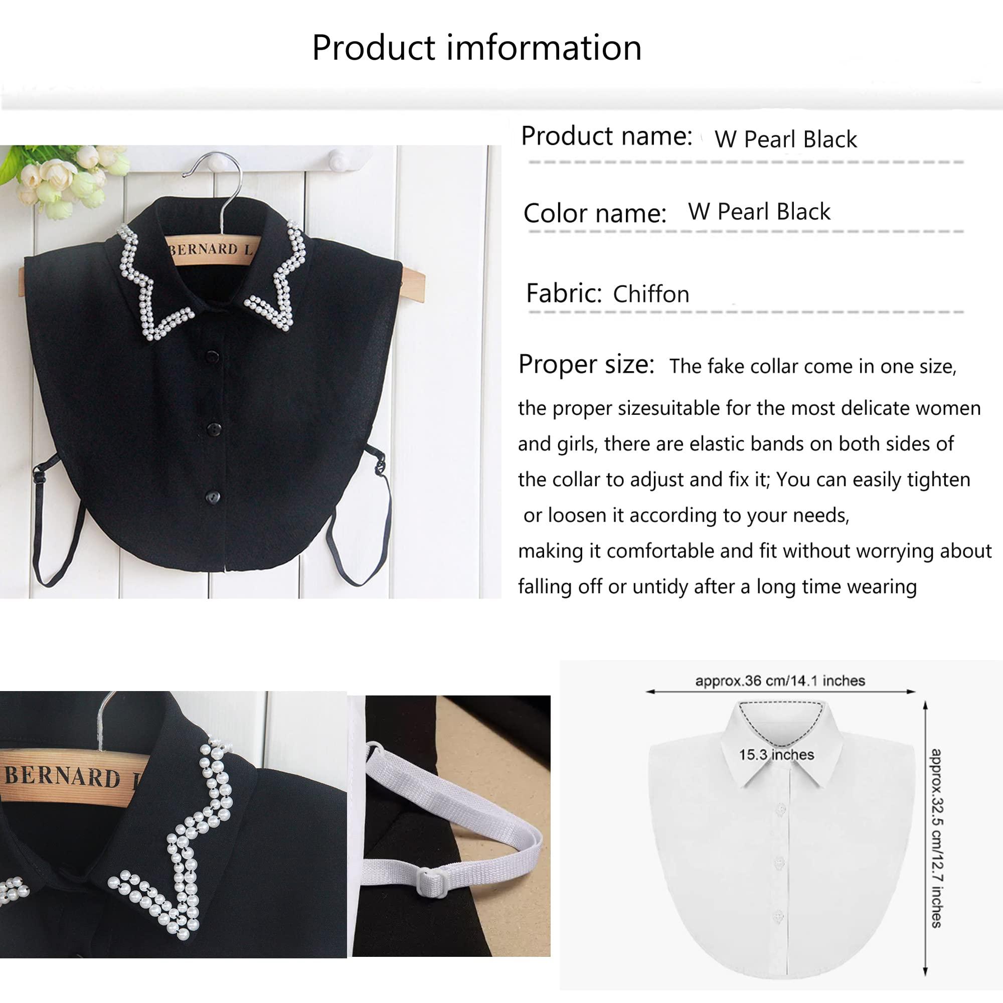 WENLOOY WENLOOY Elegant Pearl Fake Collar Detachable Blouse Dickey Collar Half Shirts Faux False Collar for Women & Girls Favors