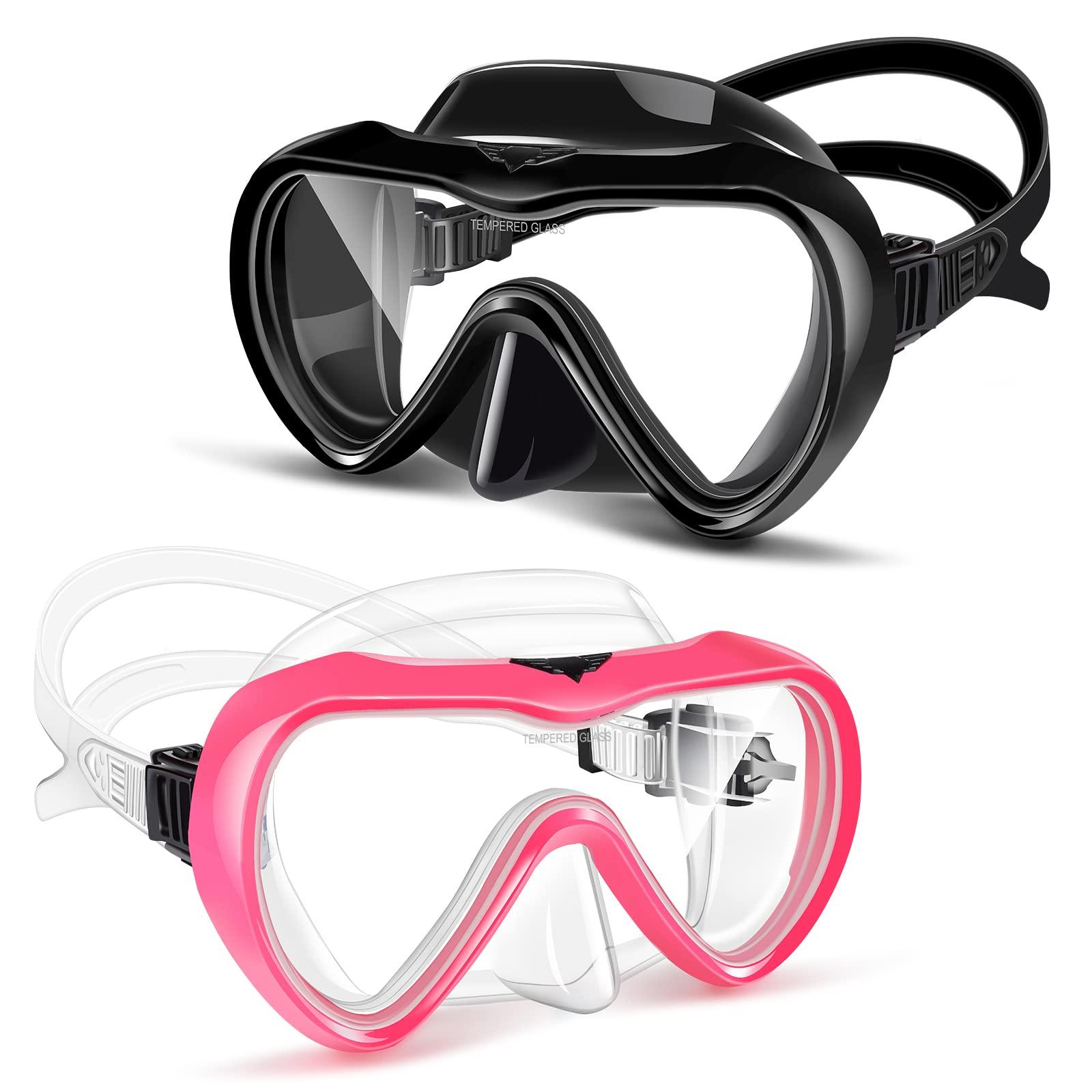Supertrip Supertrip Adult Swim Goggles Swimming Goggles, 2 Pack Snorkel Mask Diving Mask with Nose Cover, Tempered Glass Scuba Swim Mask Snorkeling Mask for Adult Men Women Youth