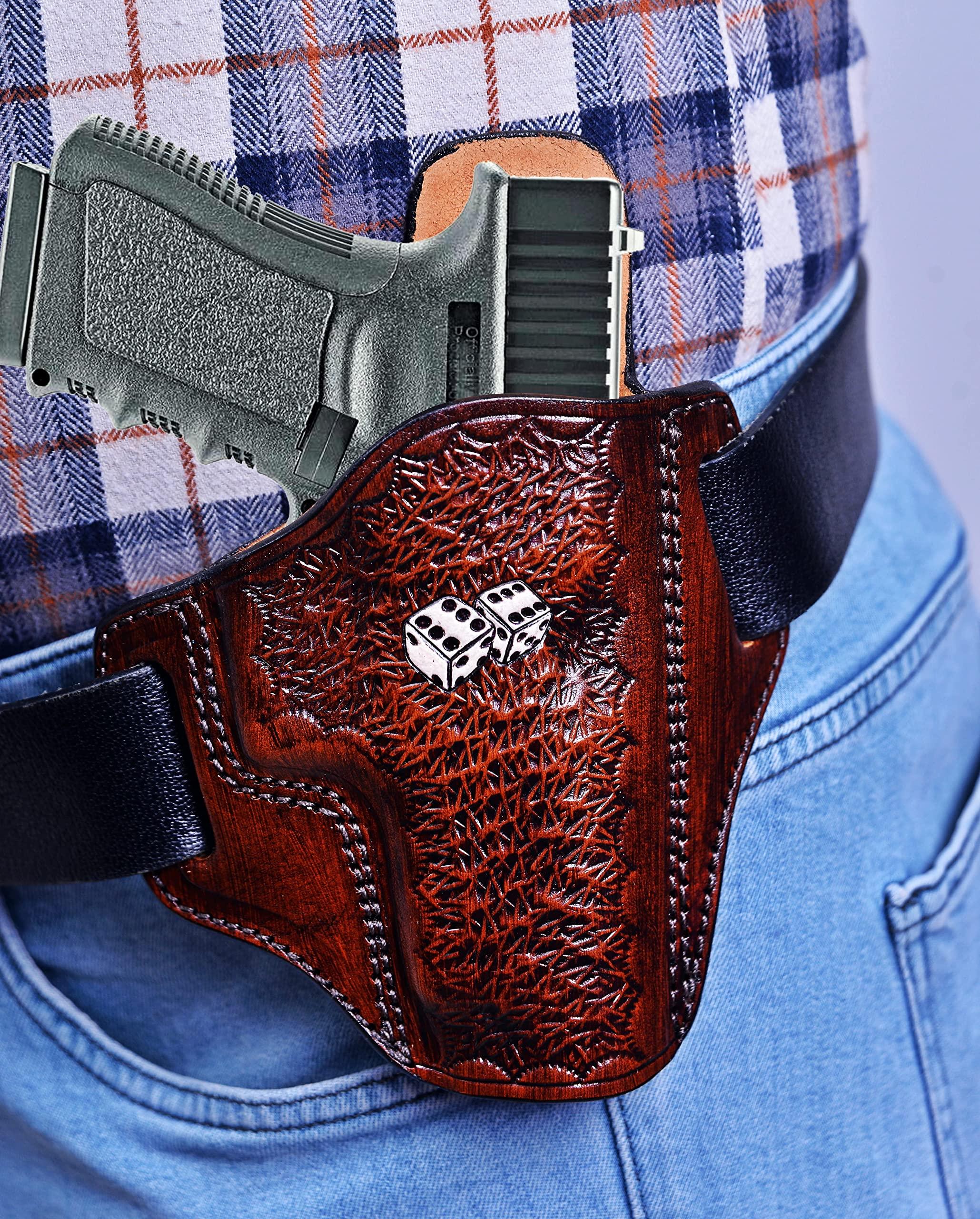 PulsarHolster Premium Leather Holster fits Springfield XD40 XD45 XDS45 XDM 1911, Game Dice Pattern, Handmade, Right or Left Handed, PulsarHolster (Springfield XD40 4\" Barrel, Right)