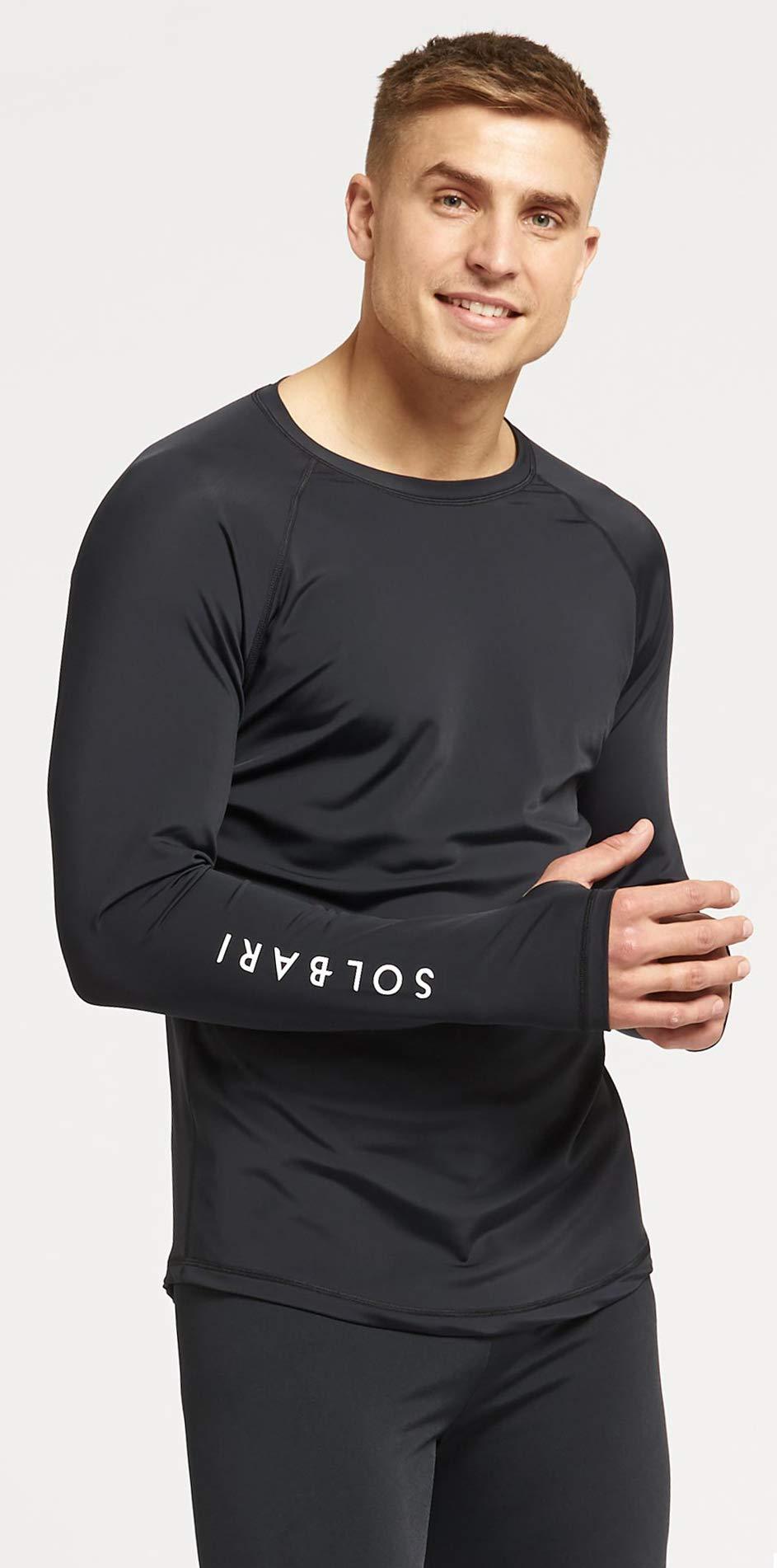 Solbari Solbari UPF 50+ Men\'s Sun Protection Long Sleeve Rashguard Aqua Sport Collection - Medium - Black - UV Protection, Sun Protective