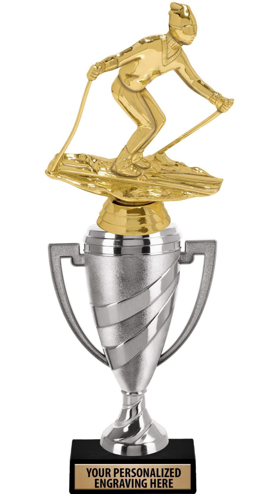 Crown Awards Crown Awards Ski Trophy, 12.5\" Silver Cup Skiing Trophies with Free Personalization, 5 Pack Prime