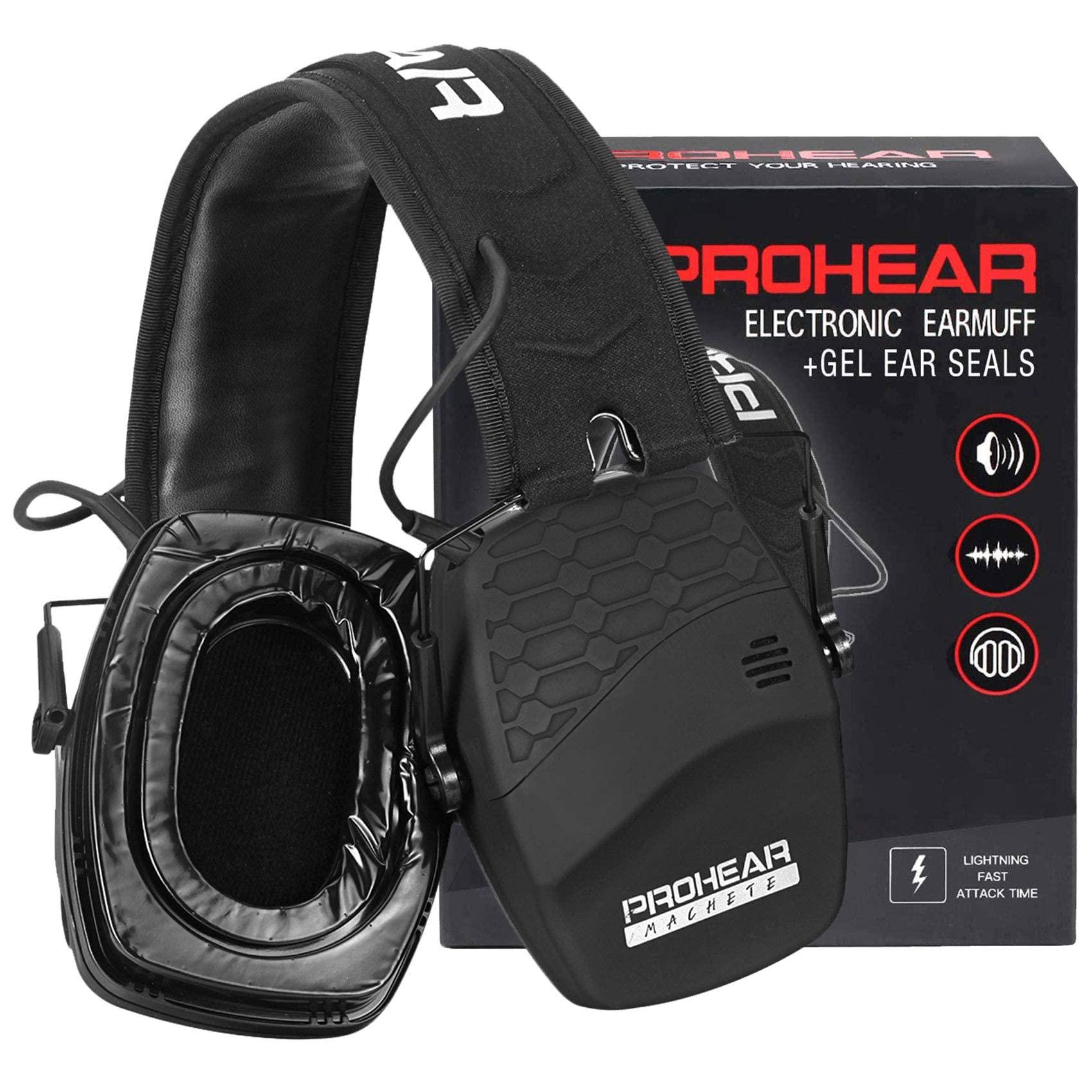 PROHEAR PROHEAR Digital Electronic Shooting Ear Protection Muffs with GEP02 Gel Ear Pads, Hunting Sound Amplification Earmuffs, NRR 23dB Low Profile Hearing Protection for Gun Range - Black